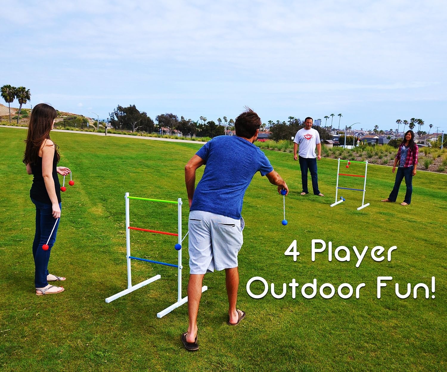 GoSports Portable Ladder Toss Game Set For Family and Friends – Durable Steel Construction and Easy Setup for Adults and Family – Backyard Toss Game for Family Party, Cookouts & Beach Fun