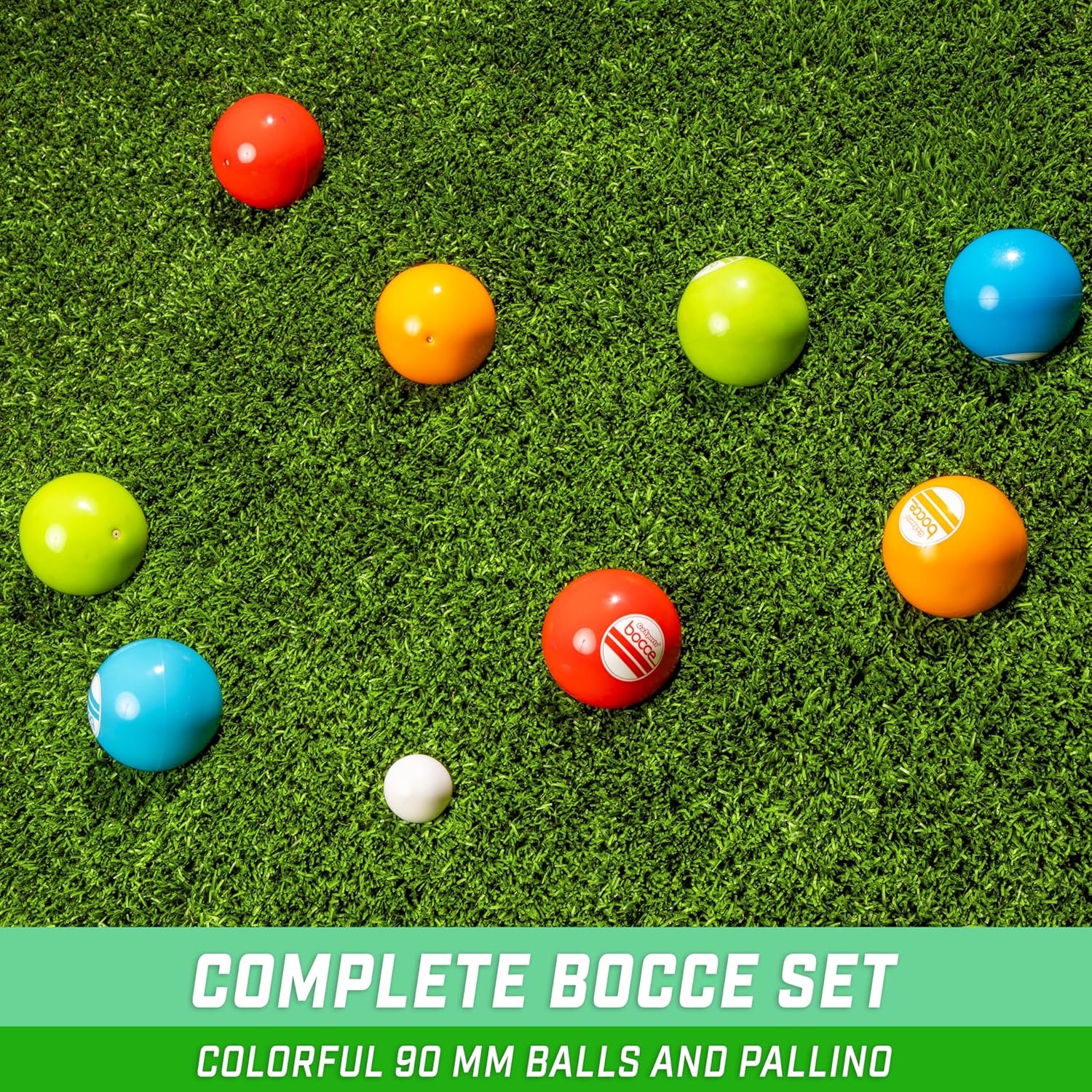 GoSports 90 mm Soft Bocce Set Includes 8 Weighted Balls, Pallino and Case, Play Indoors or Outdoors