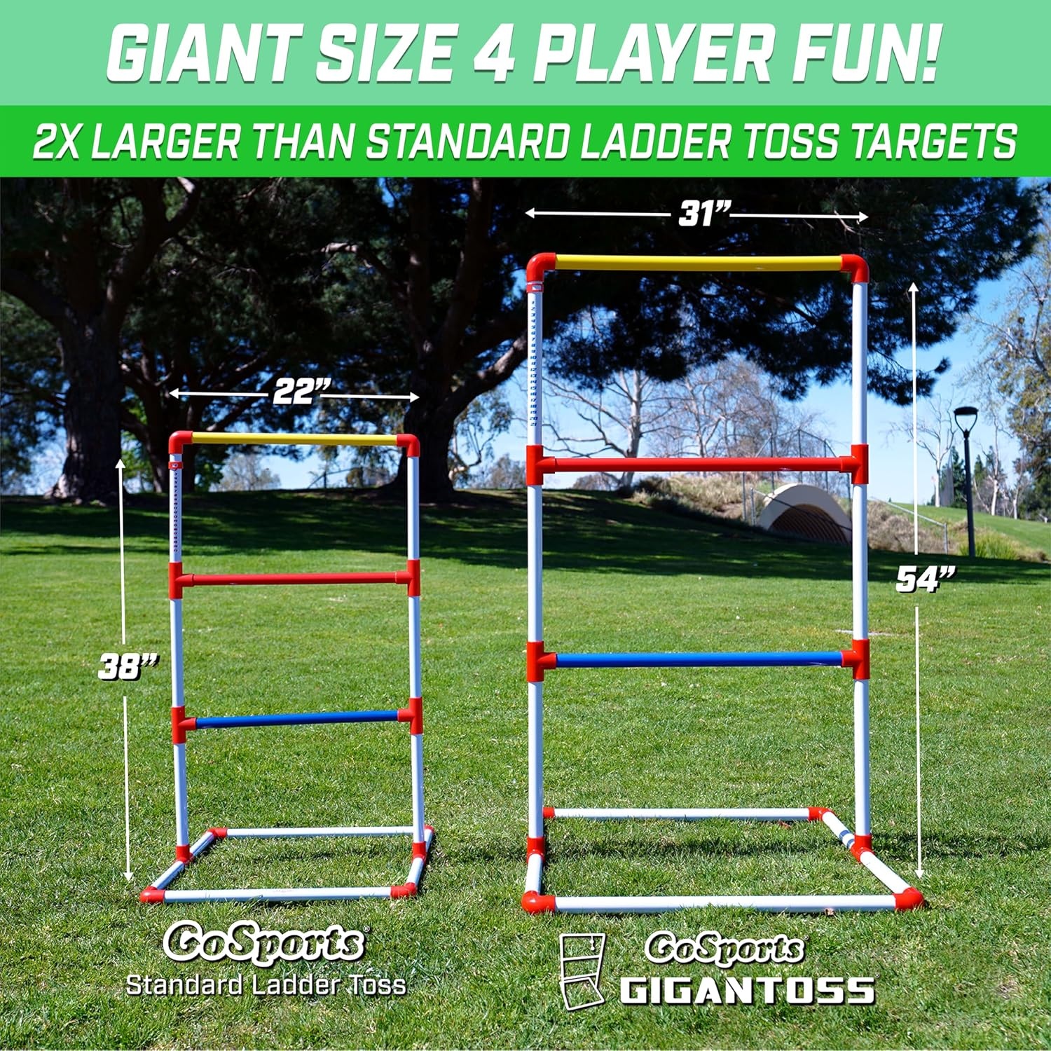 GoSports Portable Ladder Toss Game Set For Family and Friends – Weather Resistant Construction and Easy Setup for Adults and Family – Backyard Toss Game for Family Party, Cookouts & Beach Fun(Giant Size)