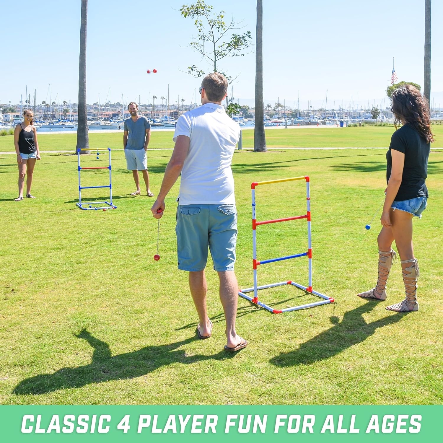 GoSports Portable Ladder Toss Game Set For Family and Friends – Weather Resistant Construction and Easy Setup for Adults and Family – Backyard Toss Game for Family Party, Cookouts & Beach Fun(Standard Size)
