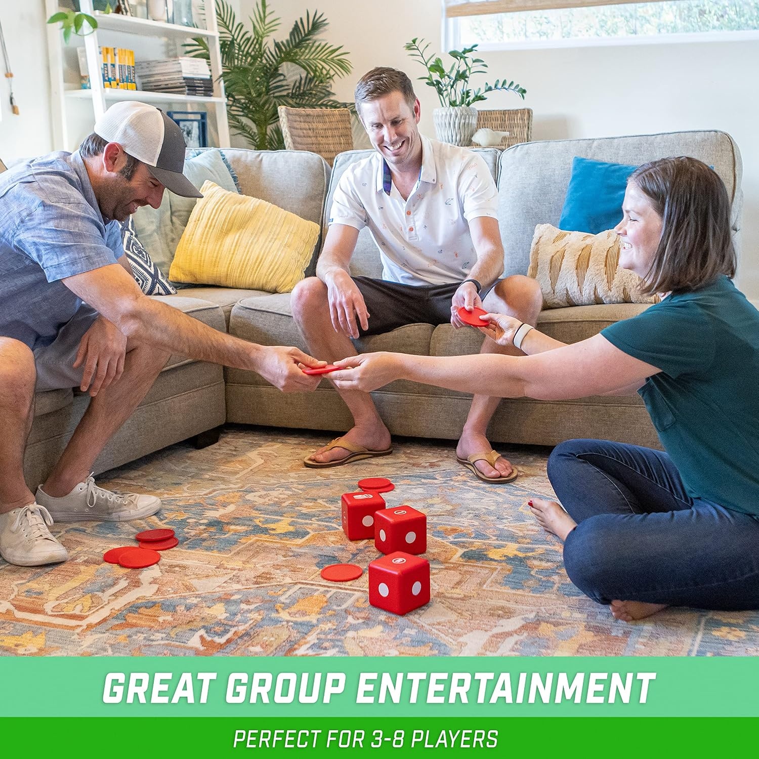 GoSports Left Right Middle Giant Dice Game – Foam or Wood Dice – 3.5″ for Indoor/Outdoor Play(Foam Dice)