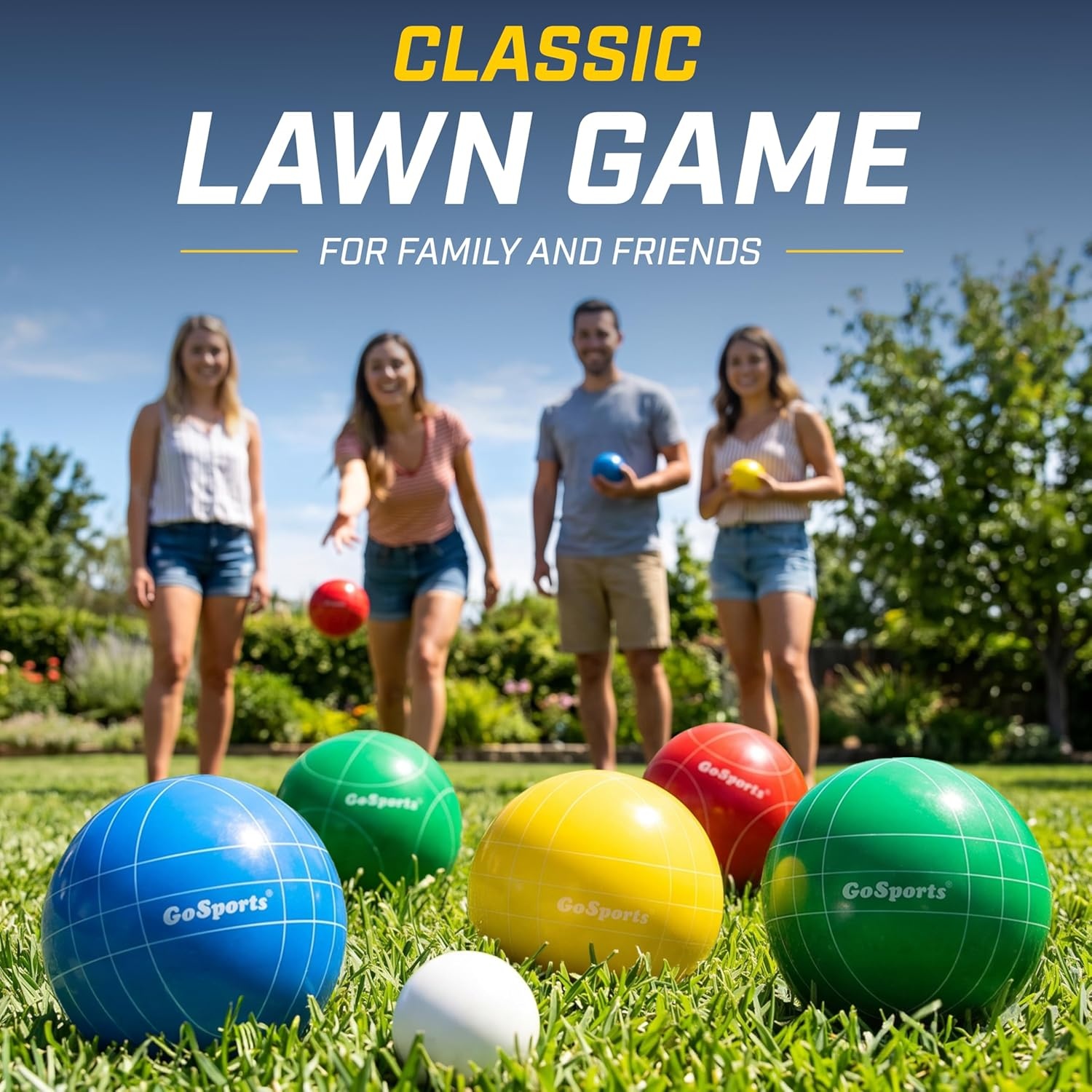 GoSports 90 mm Bocce Ball Sets – Outdoor Lawn Game – Composite or Resin(Resin)