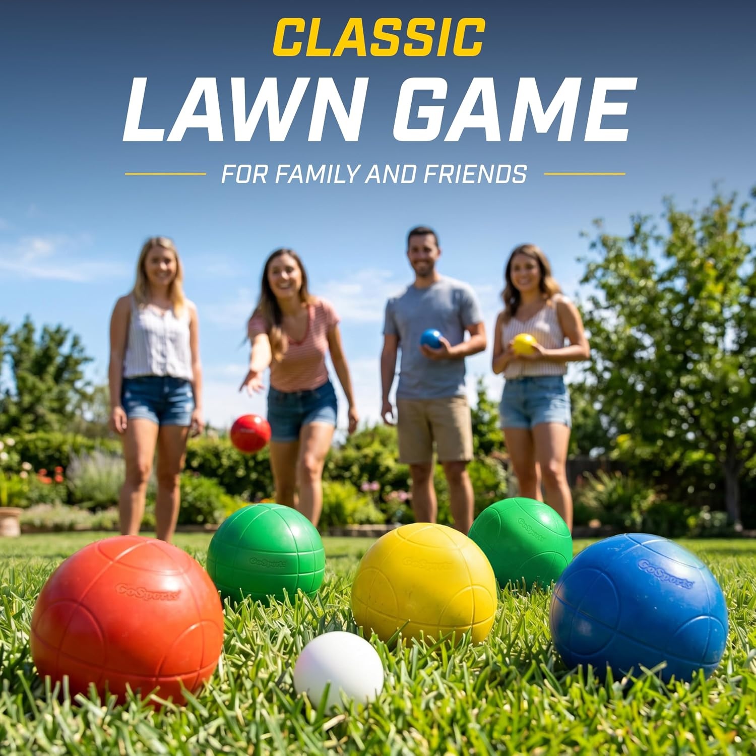 GoSports 90 mm Bocce Ball Sets – Outdoor Lawn Game – Composite or Resin(Composite)
