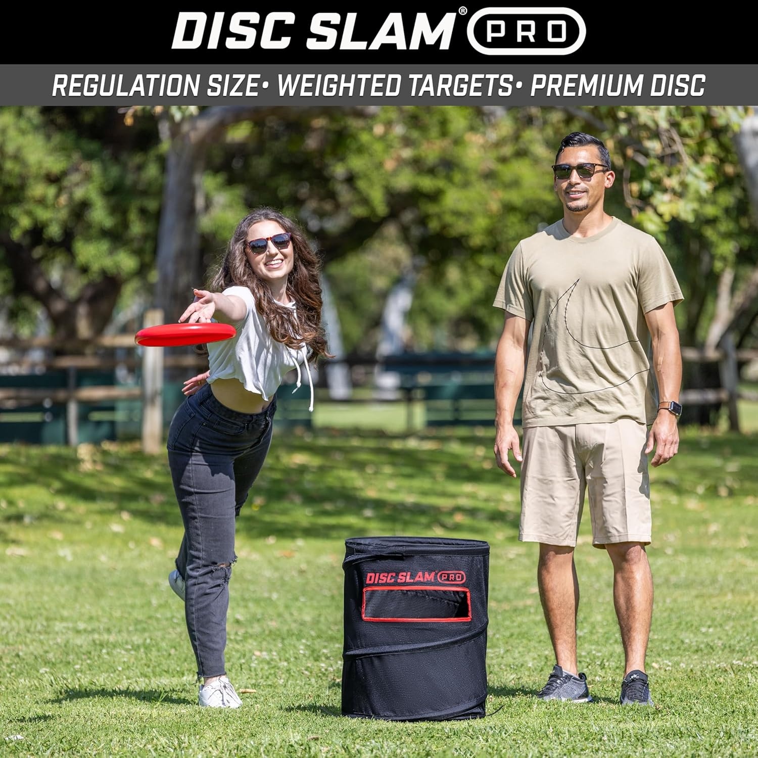 GoSports Collapsible Portable Disc Slam Game for Teens & Adults – 4-Player Team Game for Beach Party, Campsite, Family Cookout and Picnic – Classic or PRO(PRO)