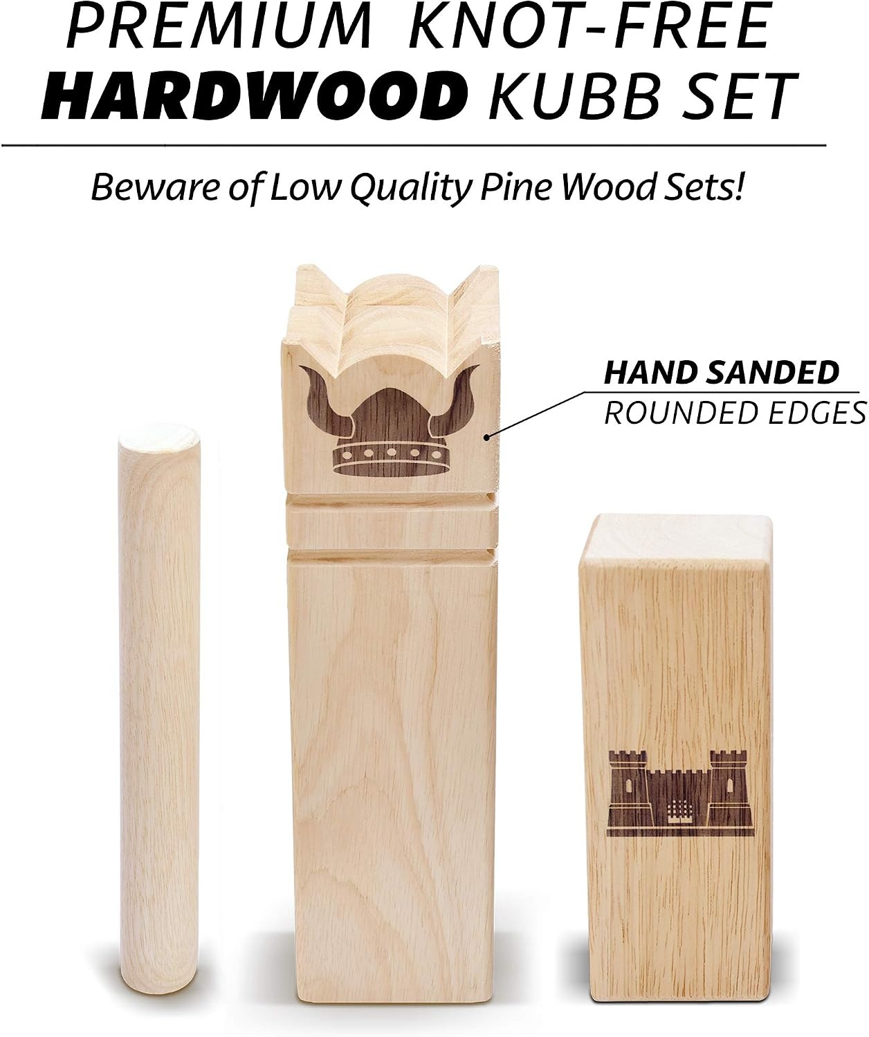 GoSports Kubb Yard Game Set – Choose Regulation or Backyard – Kuub Viking Chess Outdoor Game(Natural Wood)