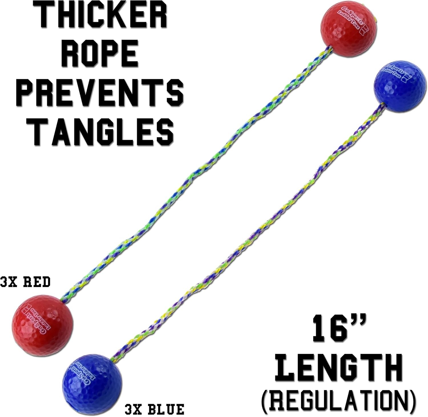 GoSports Ladder Toss Bolo Replacement Set – Kid Safe Soft Rubber or Hard Golf Balls(Hard Golf Balls)