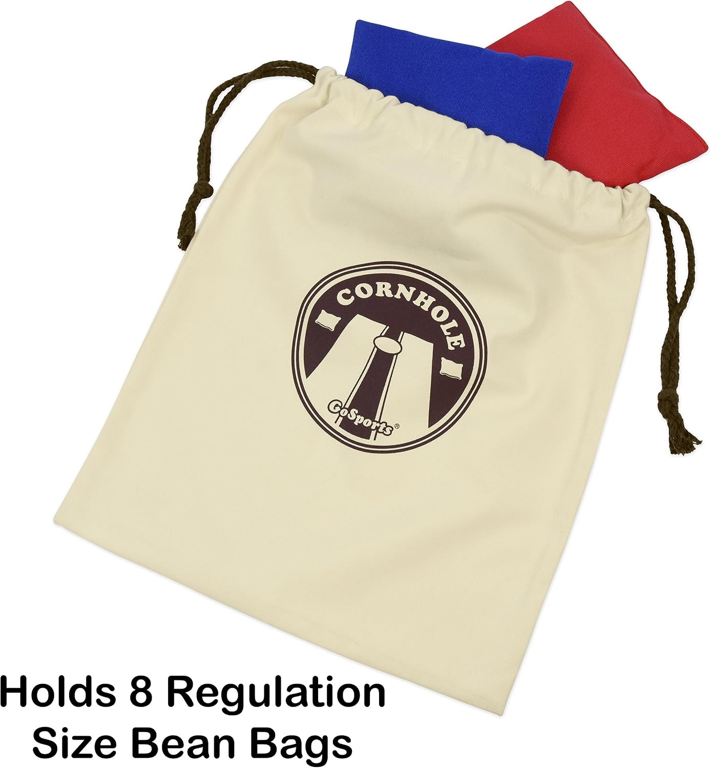 GoSports Cornhole Bean Bag Tote Carry Case – Fits 8 Bean Bags – Gray, Navy, or Natural(Sand)