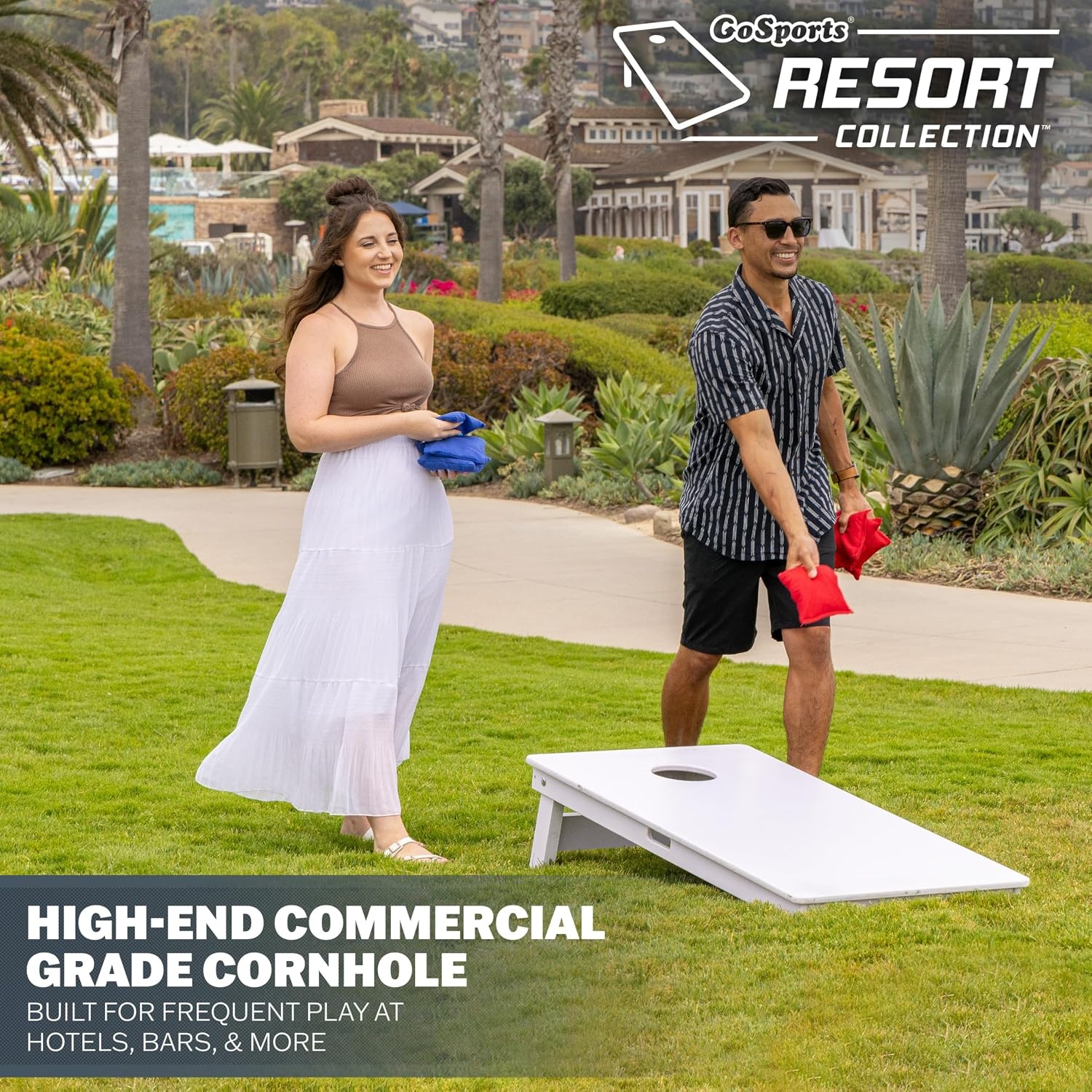 GoSports 4 x 2 ft Commercial Ultra Durable Cornhole Board Set – All-Weather Regulation Size, Ready-to-Play for Family Backyard Games, Tailgates, Outdoor Party, and Venues(White DIY)