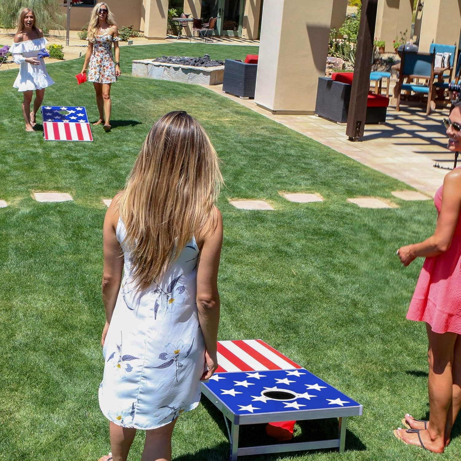 GoSports 4 x 2 ft Ultra Portable Cornhole Board Set – Choose LED Lights or Standard – Regulation Size Corn Hole Games for Adults, Perfect for Tailgating and Camping – Includes 8 Bean Bags & Rules(America)
