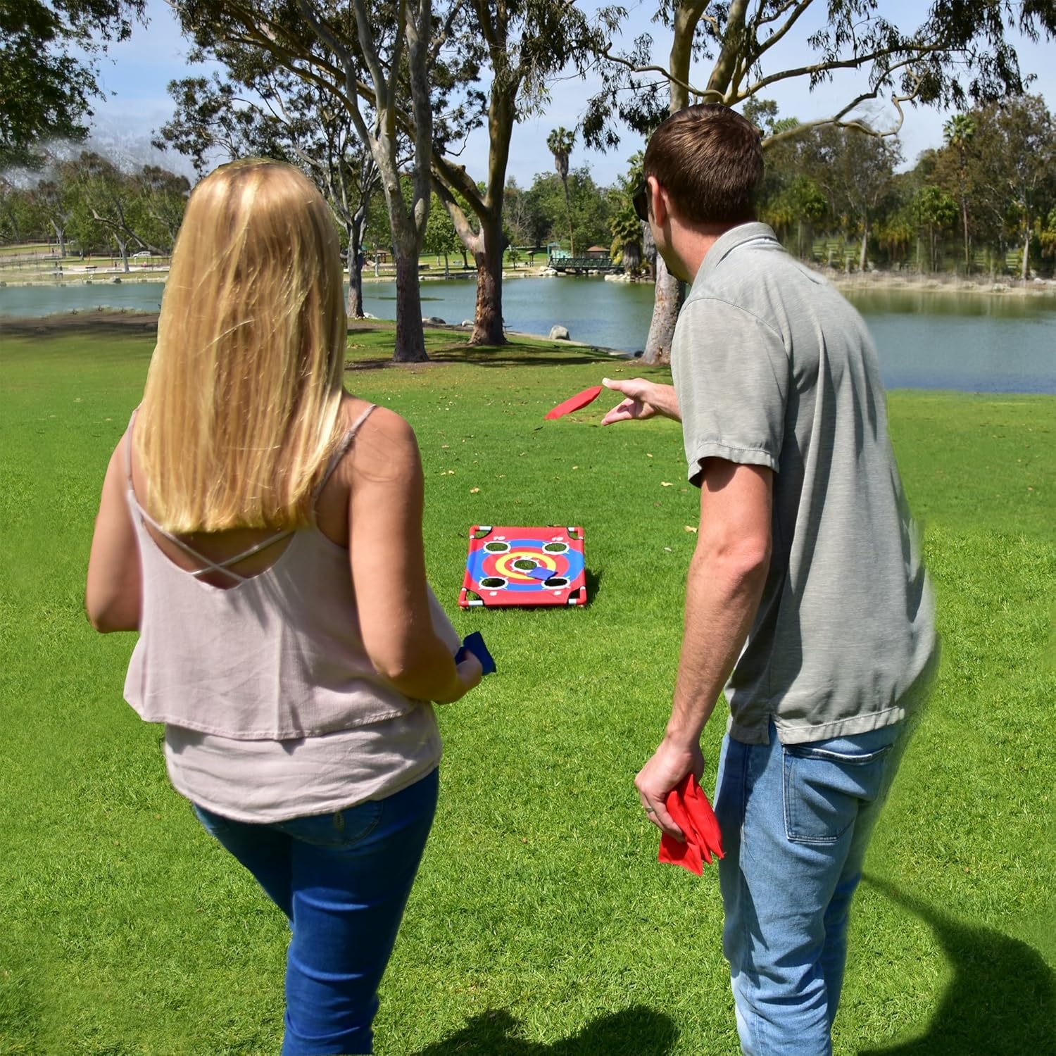 GoSports 3 x 2 ft Arcade Cornhole Game – Portable Bean Bag Toss Game(Bullseye Bounce)
