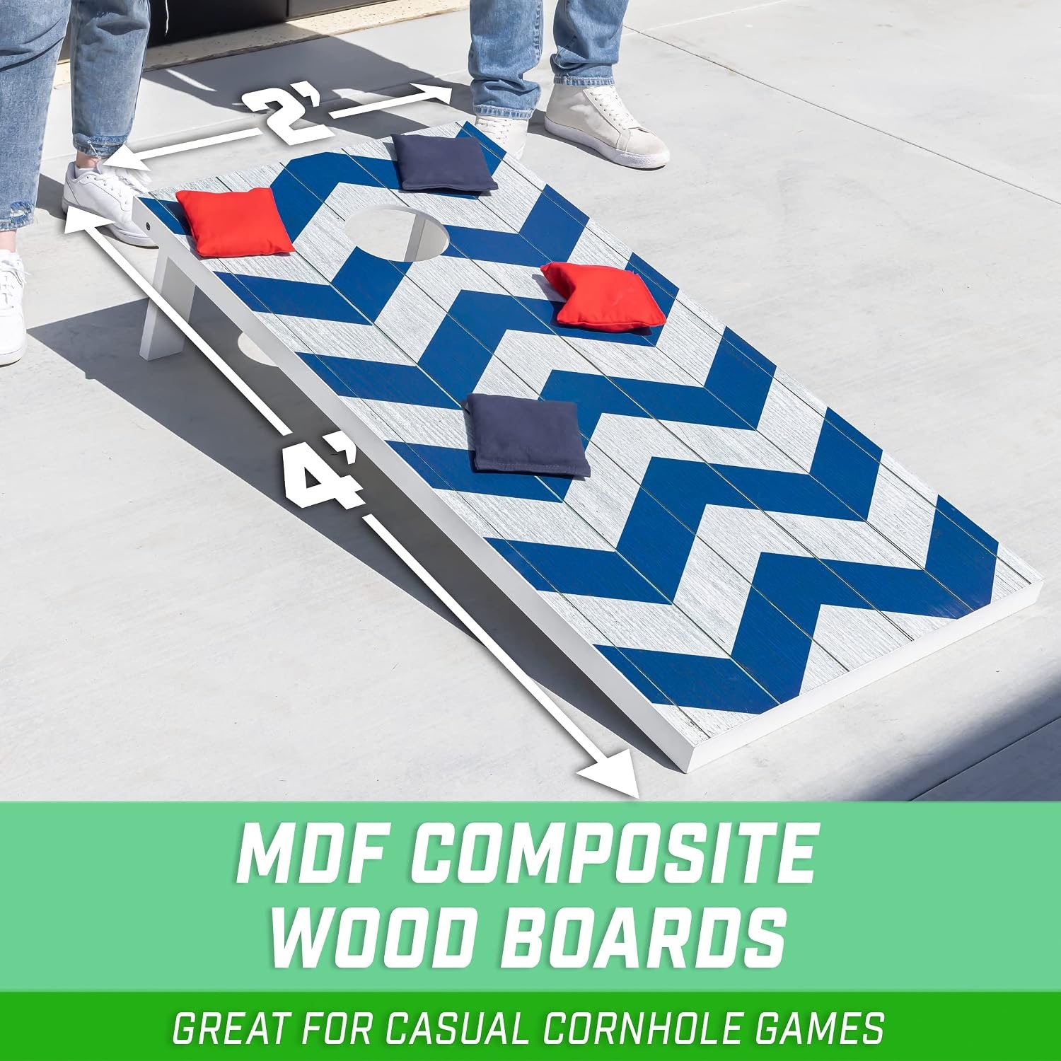GoSports Classic Cornhole Set – Includes 8 Bean Bags, Travel Case and Game Rules (Choice of Style)