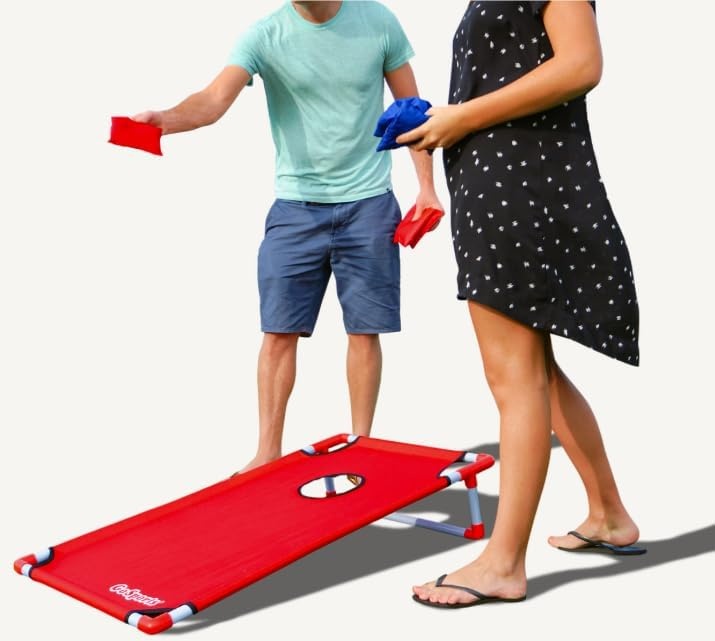 GoSports Portable Cornhole Game Sets – Premium Outdoor Lawn or Beach Toss Game(XL Red & Blue)