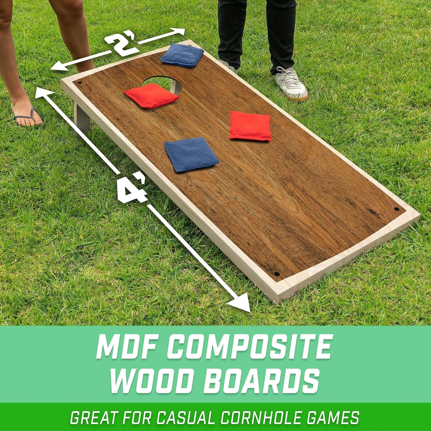 GoSports Portable Cornhole Sets, 8 Styles – Choose 4 x 2 ft or 3 x 2 ft – Boards Include 8 Bean Bags, Travel Case, and Game Rules(4 x 2 ft Craftsman)