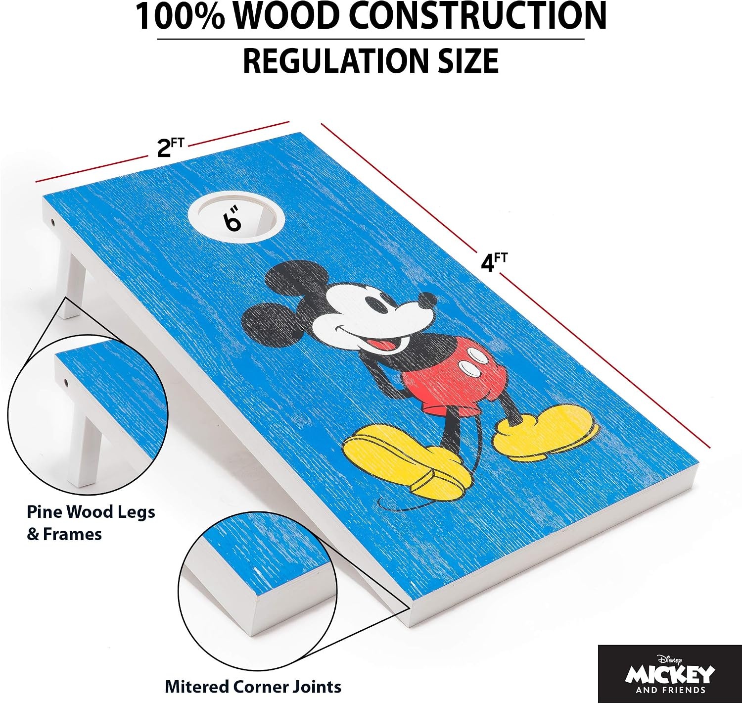 GoSports Disney Cornhole Set Regulation and Travel Size – Choose Between Mickey and Minnie and Toy Story(Disney’s Mickey & Minnie)