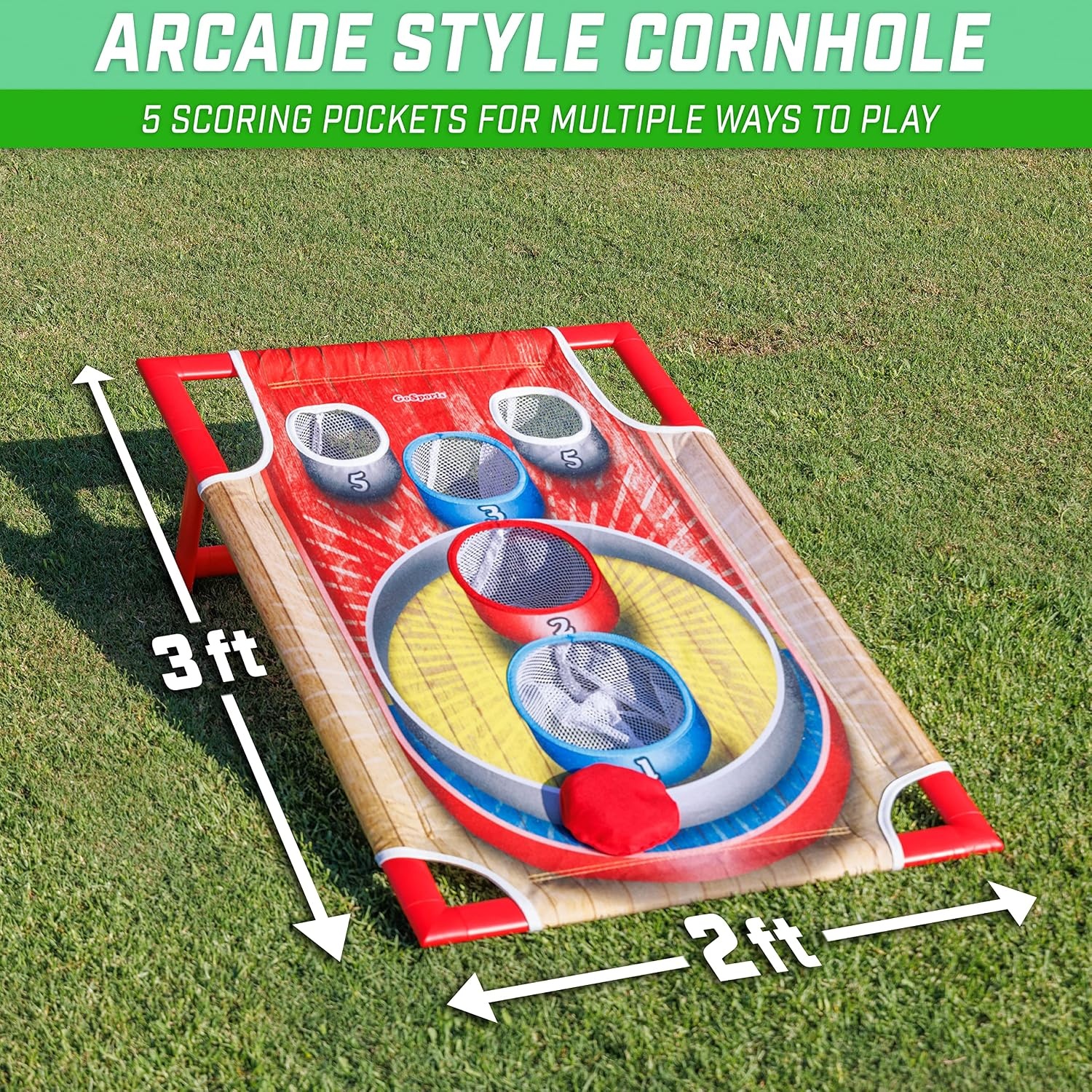GoSports 3 x 2 ft Arcade Cornhole Game – Portable Bean Bag Toss Game(Arcade Cornhole)
