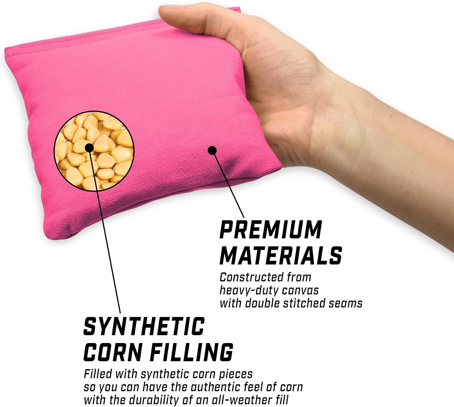 GoSports Cornhole Bean Bags Set of 4-16 Colors Available – Regulation All Weather, Mix and Match(Pink)