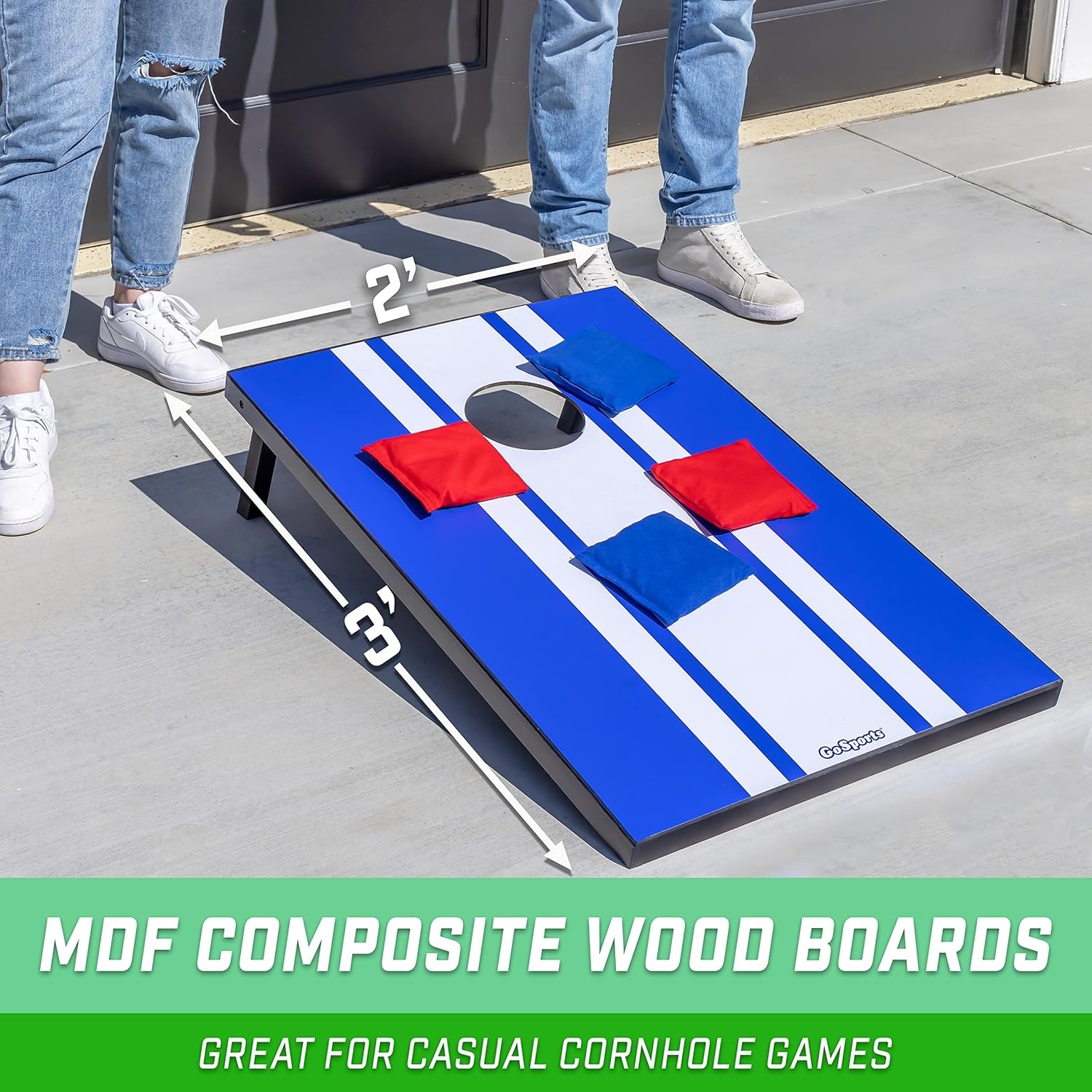 GoSports Portable Cornhole Sets, 8 Styles – Choose 4 x 2 ft or 3 x 2 ft – Boards Include 8 Bean Bags, Travel Case, and Game Rules(3 x 2 ft Classic)