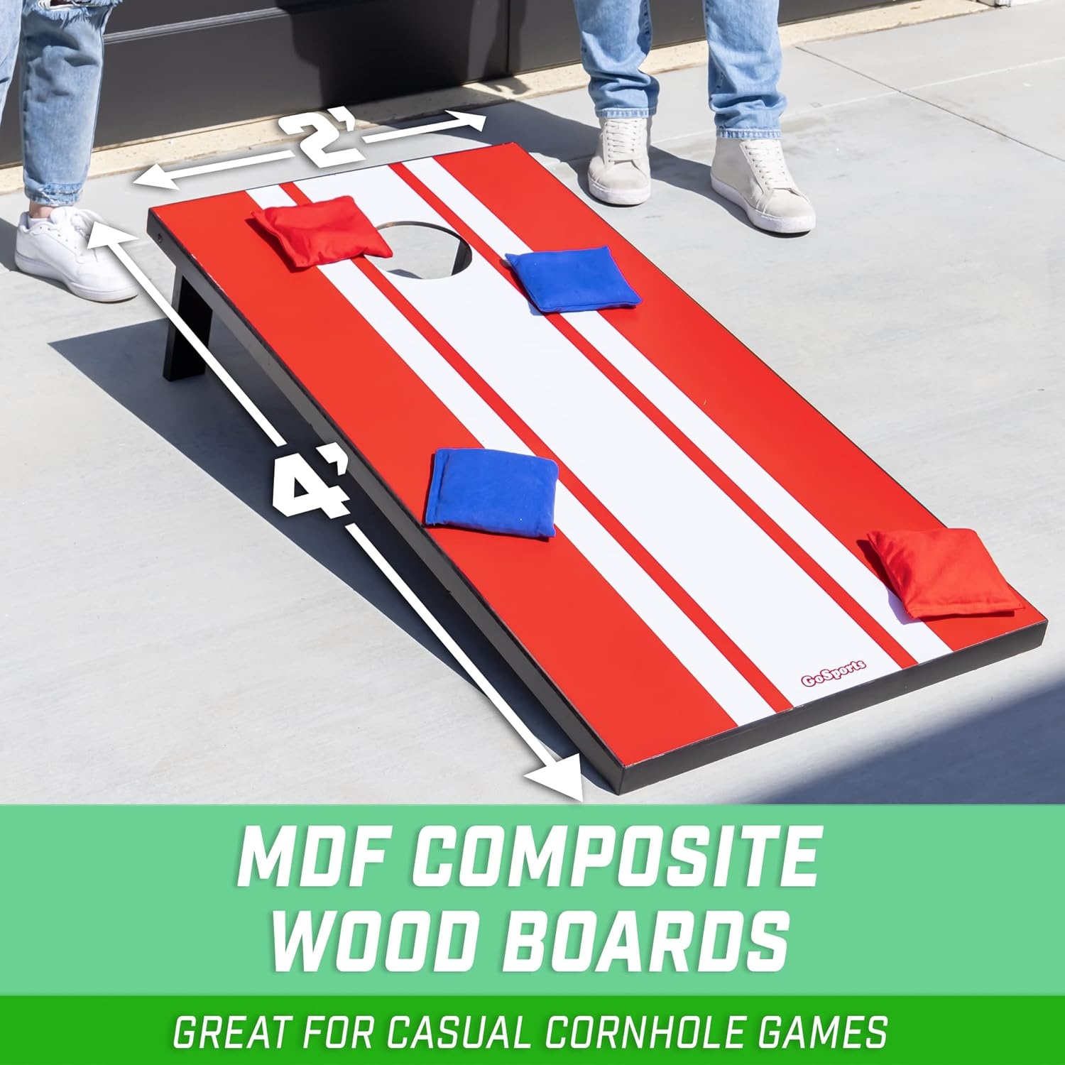 GoSports Portable Cornhole Sets, 8 Styles – Choose 4 x 2 ft or 3 x 2 ft – Boards Include 8 Bean Bags, Travel Case, and Game Rules(4 x 2 ft Classic)