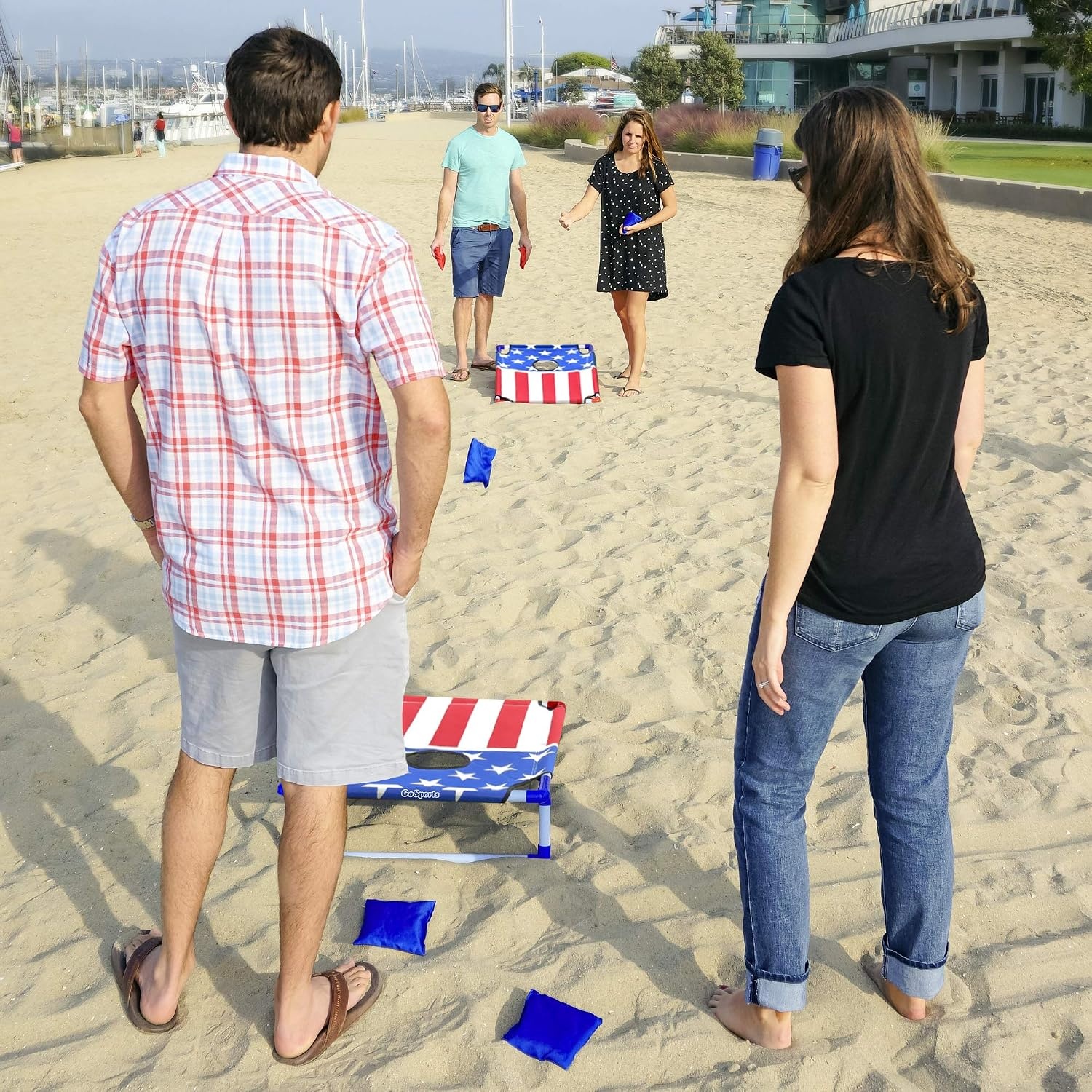 GoSports Portable Cornhole Game Sets – Premium Outdoor Lawn or Beach Toss Game(America)