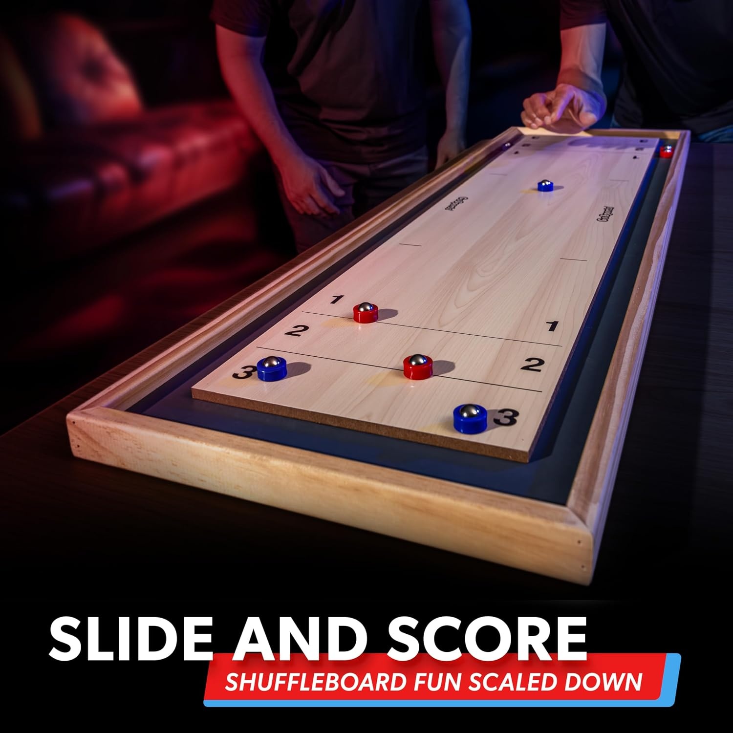 GoSports Shuffleboard and Curling 2 in 1 Tabletop Board Game