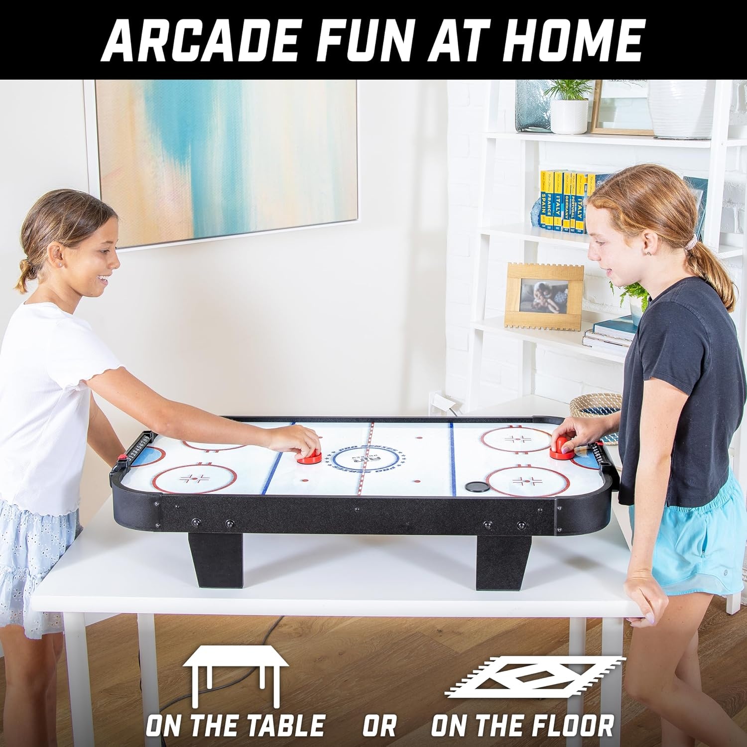 GoSports 40 Inch Table Top Air Hockey Game for Kids – Black(Black)