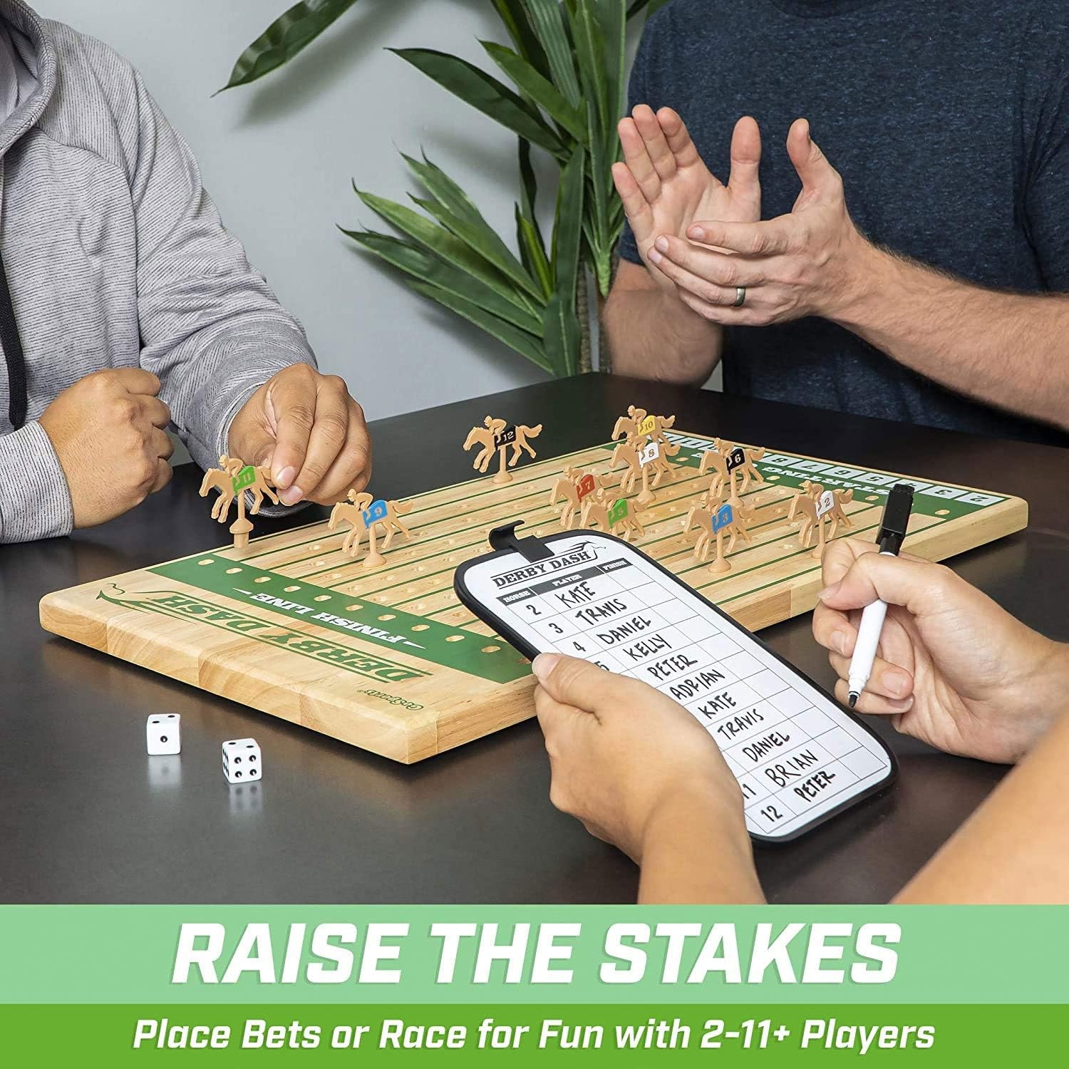 GoSports Derby Dash Horse Race Game Set – Tabletop Horse Racing with 2 Dice and Dry Erase Scoreboard