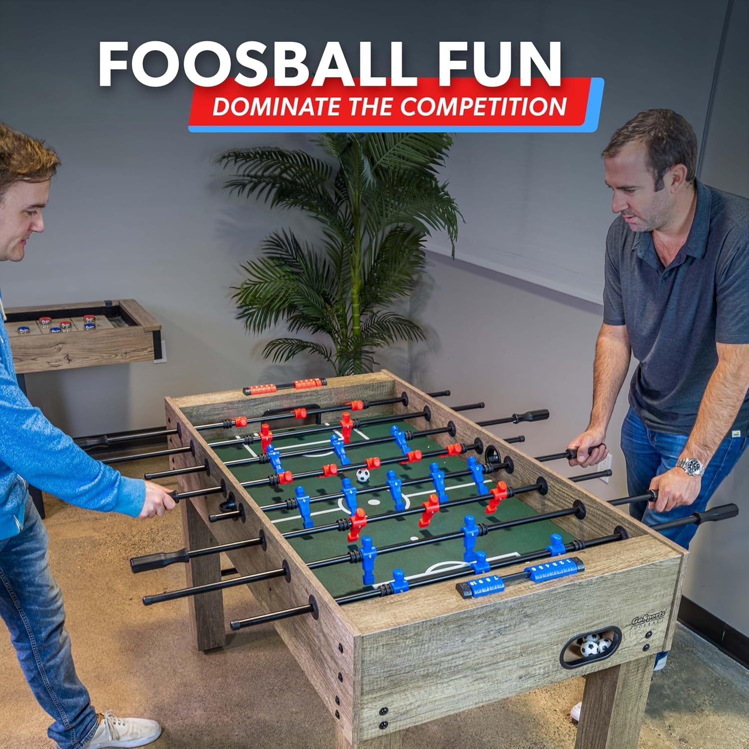 GoSports 54 Inch Full Size Foosball Table for Adults – Perfect for Home, Office or Game Room – Choose Color(Oak)