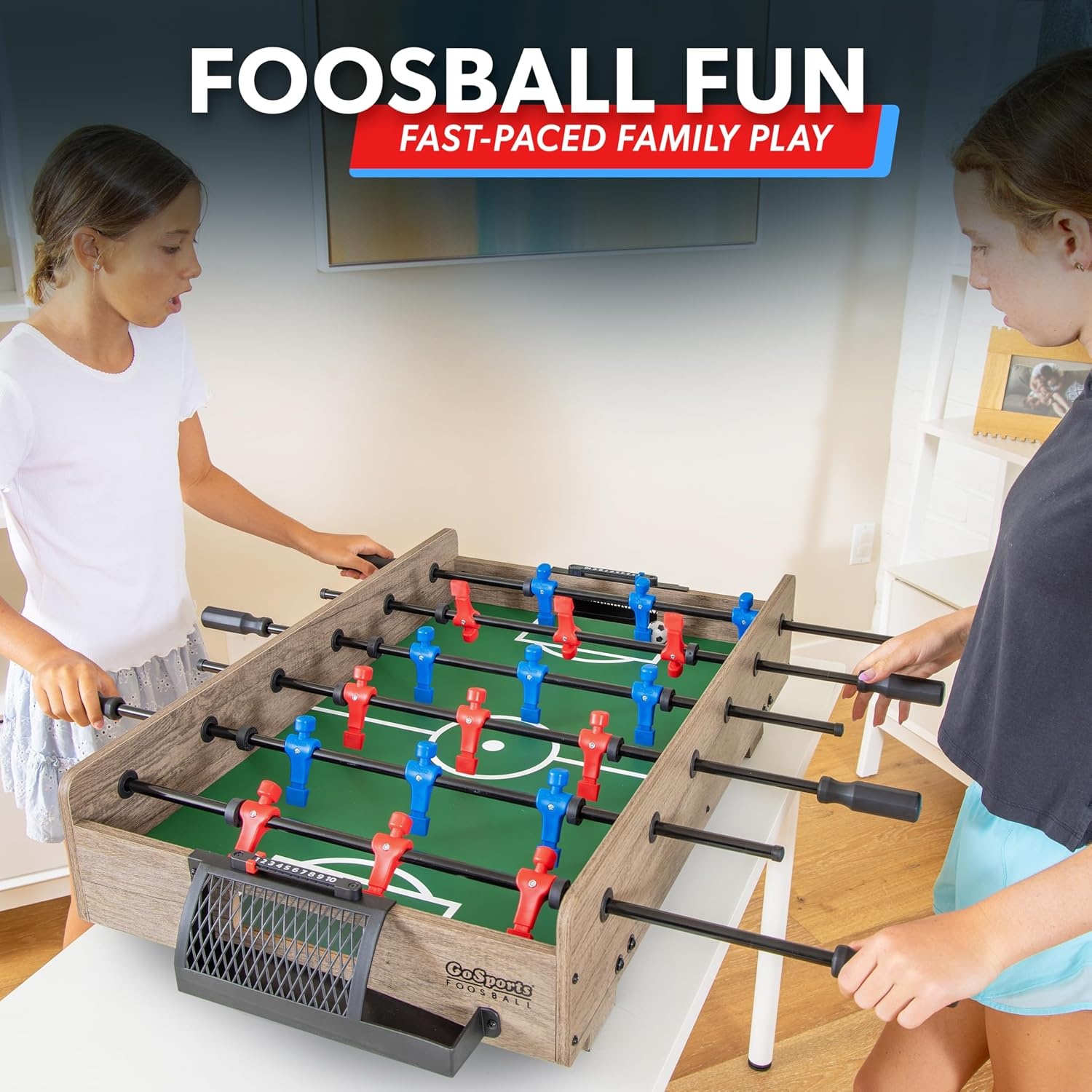 GoSports 32 Inch Tabletop Foosball Game Set – Oak or Black | Tabletop(Oak)