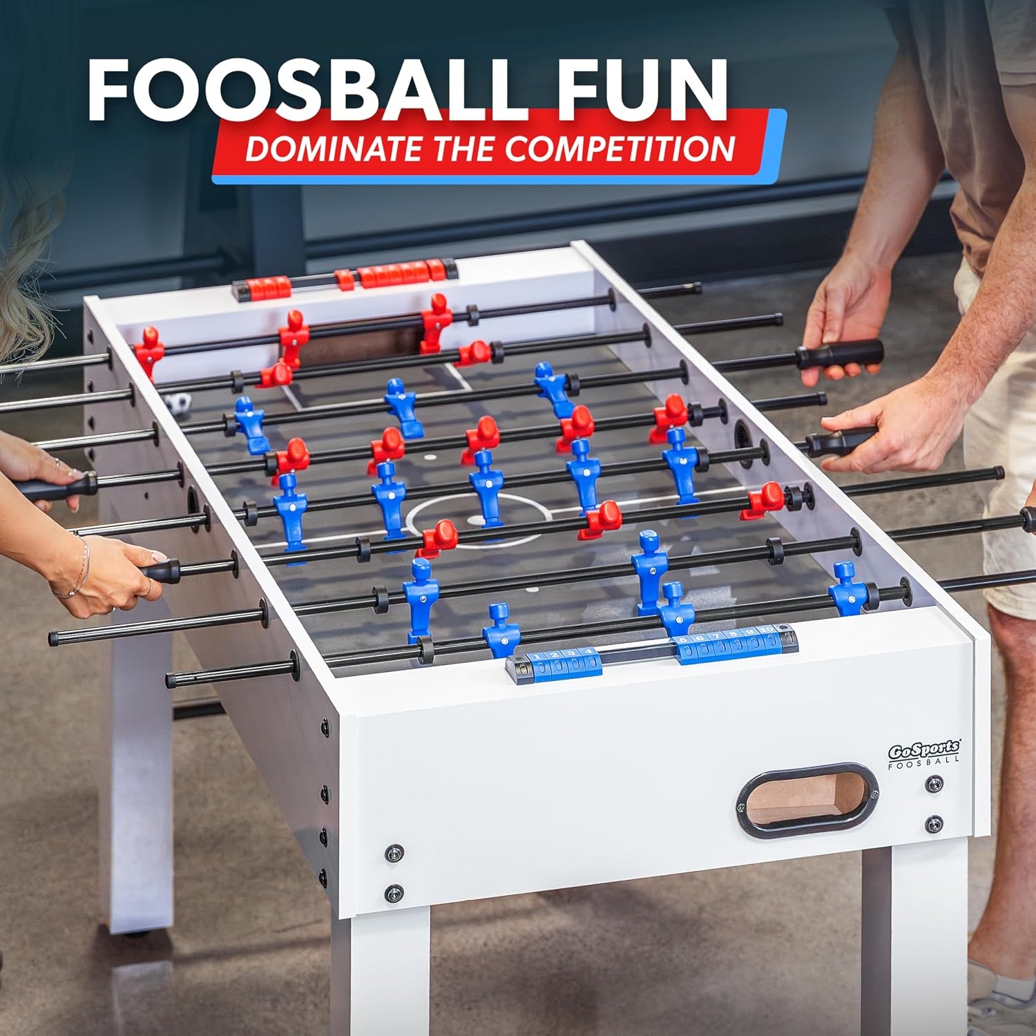 GoSports 48 Inch Foosball Table for Home, Office or Game Room – Choose Color(White)