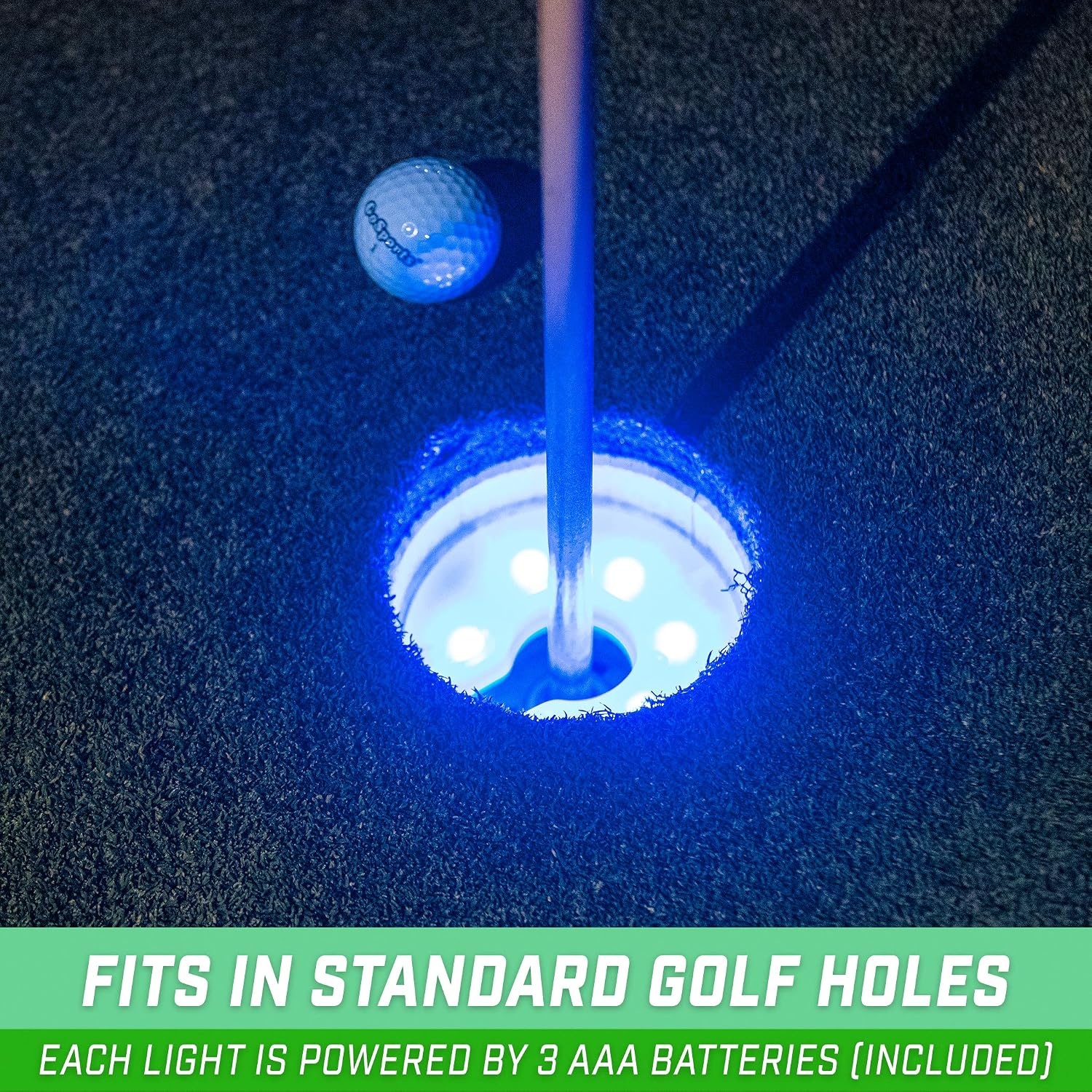 GoSports Light Up Golf Hole Lights 3 Pack – Great for Low Light Golf Play, Putting Practice, Chipping Practice and More