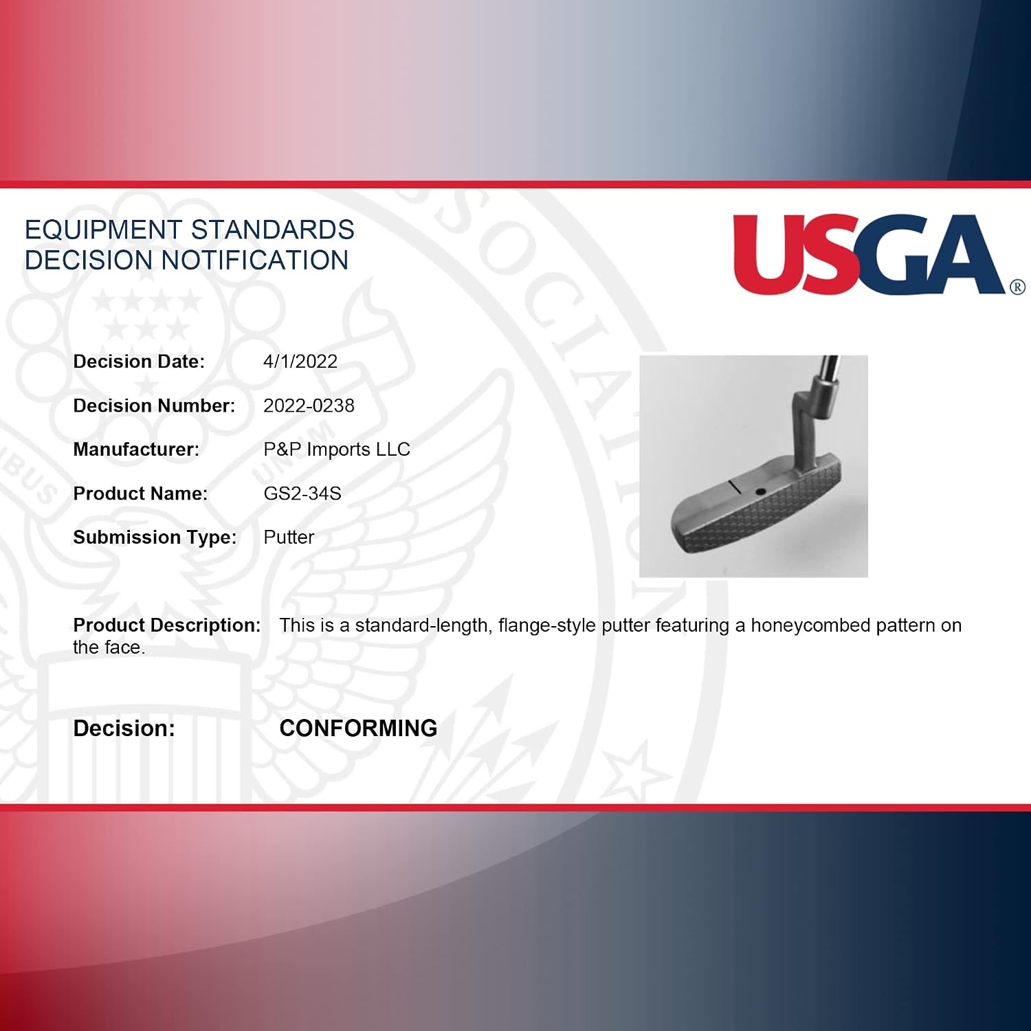 GoSports GS2 Tour Golf Putter – Choose Oversized Grip or Traditional Grip – 34 Right-Handed Mallet Putter with Milled Face(Traditional Grip)