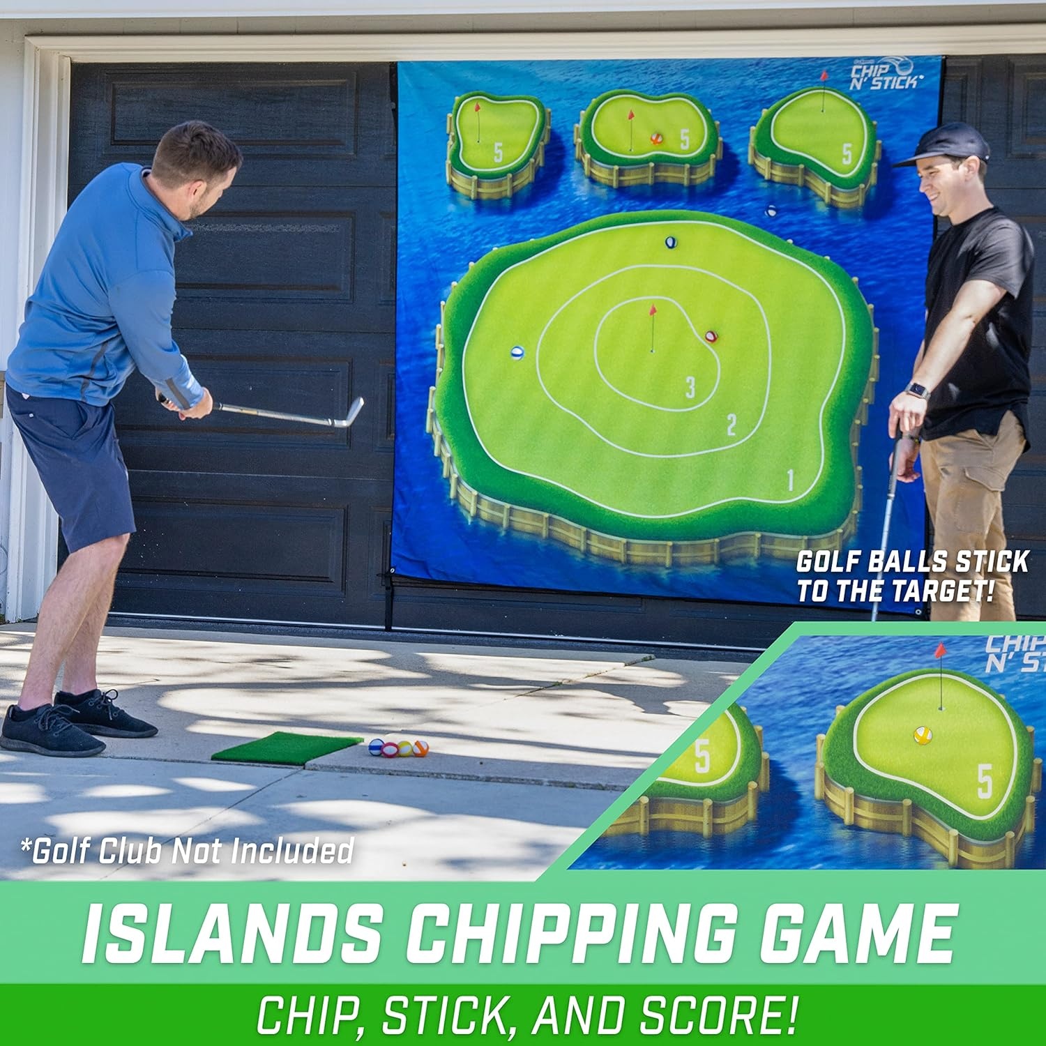 The Original GoSports Chip N’ Stick – Choose Classic, Darts or Islands – Giant Golf Games with Balls and Chipping Mat(Islands)