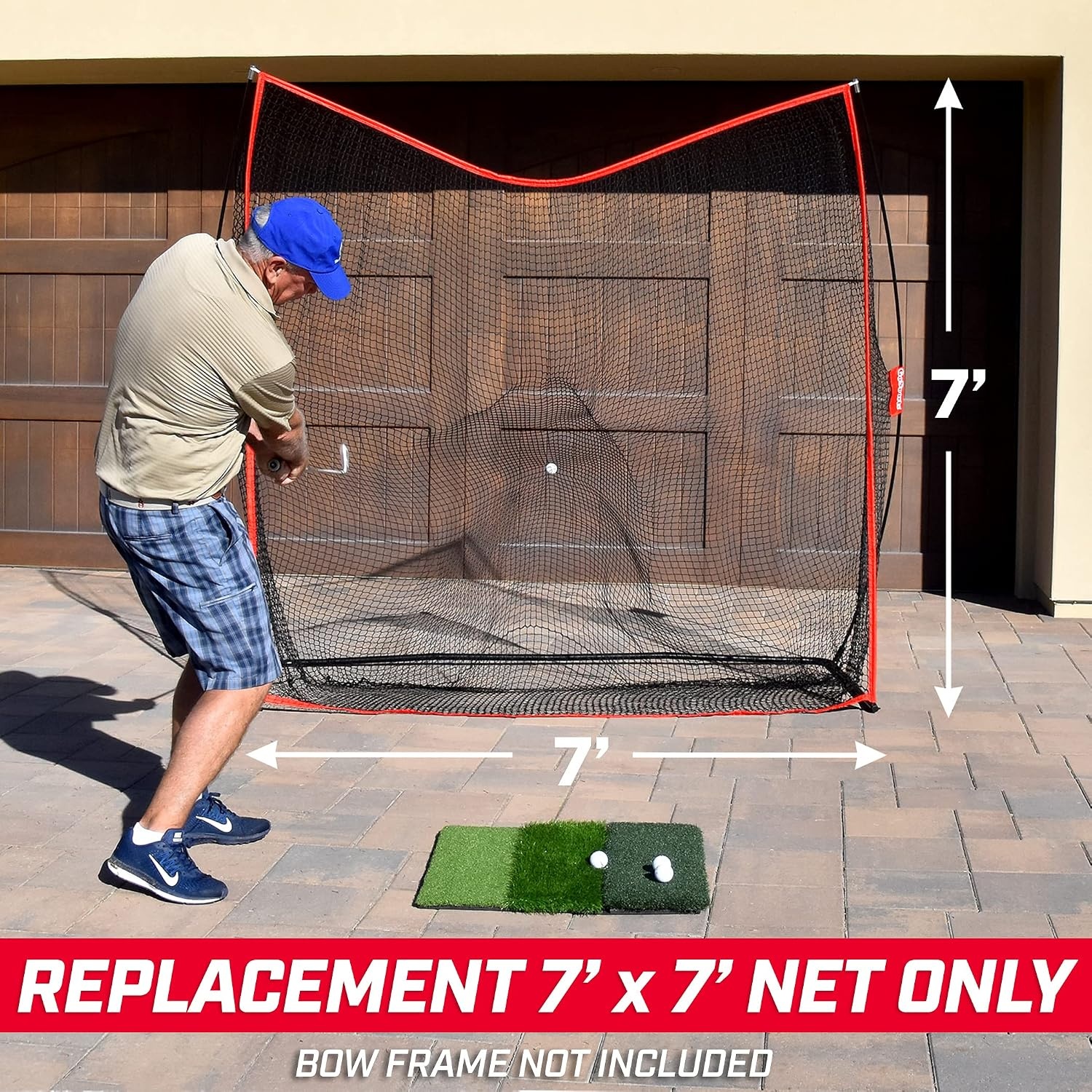 GoSports Replacement Golf Hitting Net – Indoor and Outdoor Golf Net Build for Bow Type Frame – Multiple Styles Available(7 ft x 7 ft)