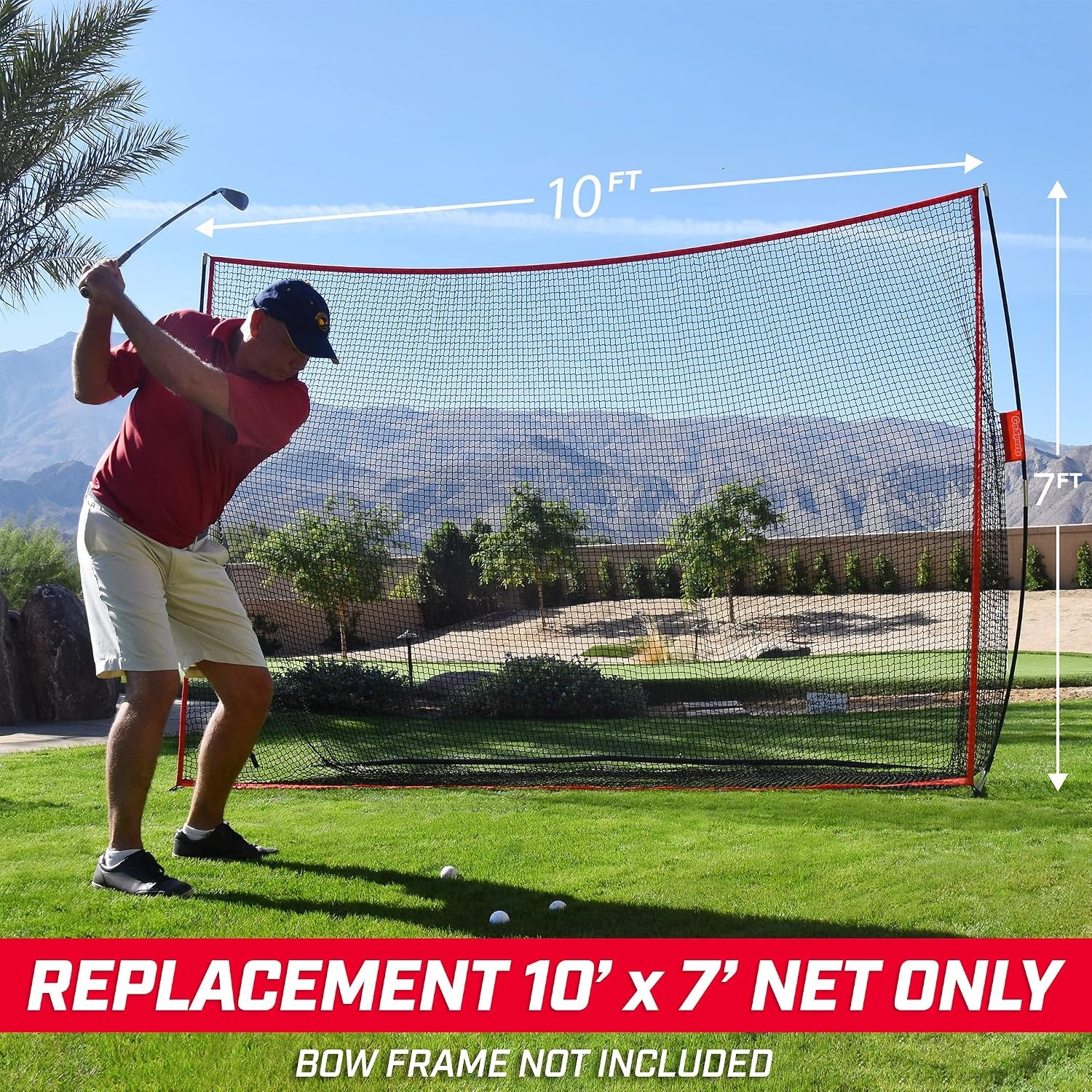 GoSports Replacement Golf Hitting Net – Indoor and Outdoor Golf Net Build for Bow Type Frame – Multiple Styles Available(10 ft x 7 ft)