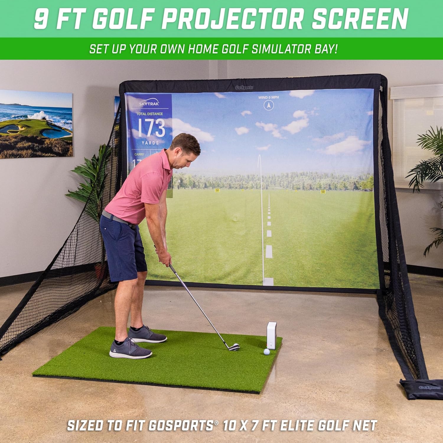 GoSports Golf Simulator Impact Screen – Choose 6.5 ft x 7 ft or 9 ft x 7 ft(9 ft x 7 ft)