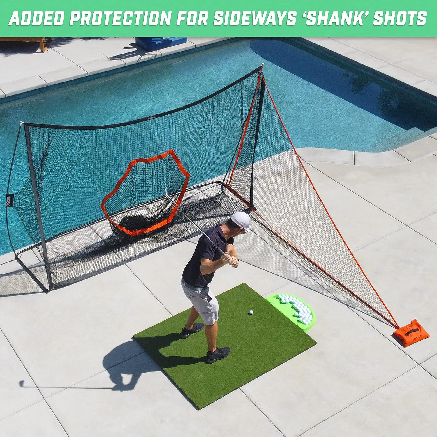 GoSports Shank Net Attachment for Golf Hitting Nets – Black or Red(Red)