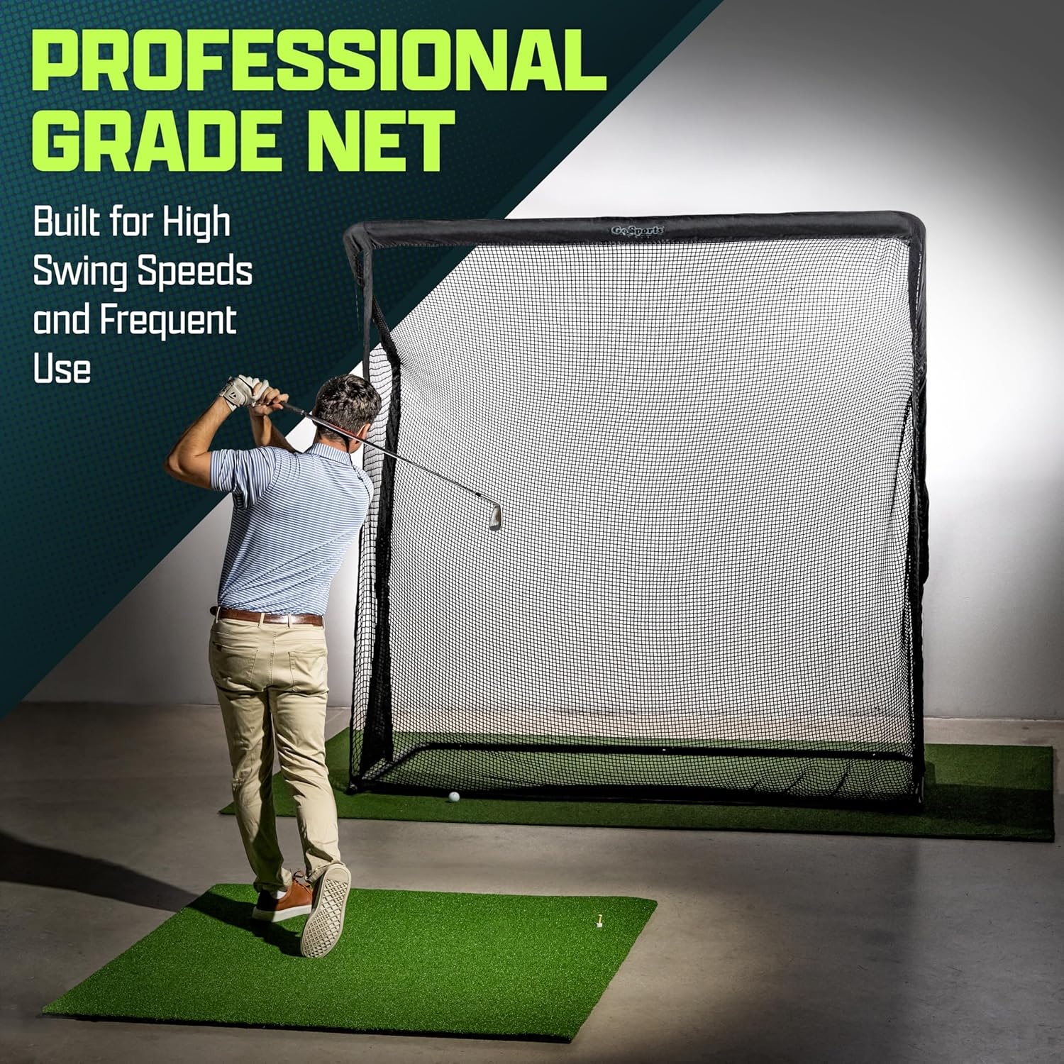 GoSports Elite Golf Practice Hitting Net with Steel Frame – Indoor and Outdoor Use – Portable Golf Net – Durable Netting – 7′ or 10′ Size(Black)
