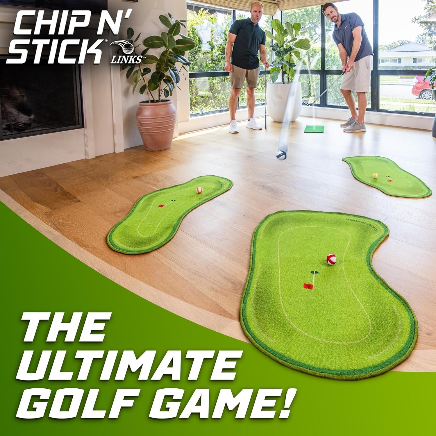 GoSports Chip N’ Stick Links – Indoor & Outdoor Golf Game with Sticky Balls and Chipping Mat