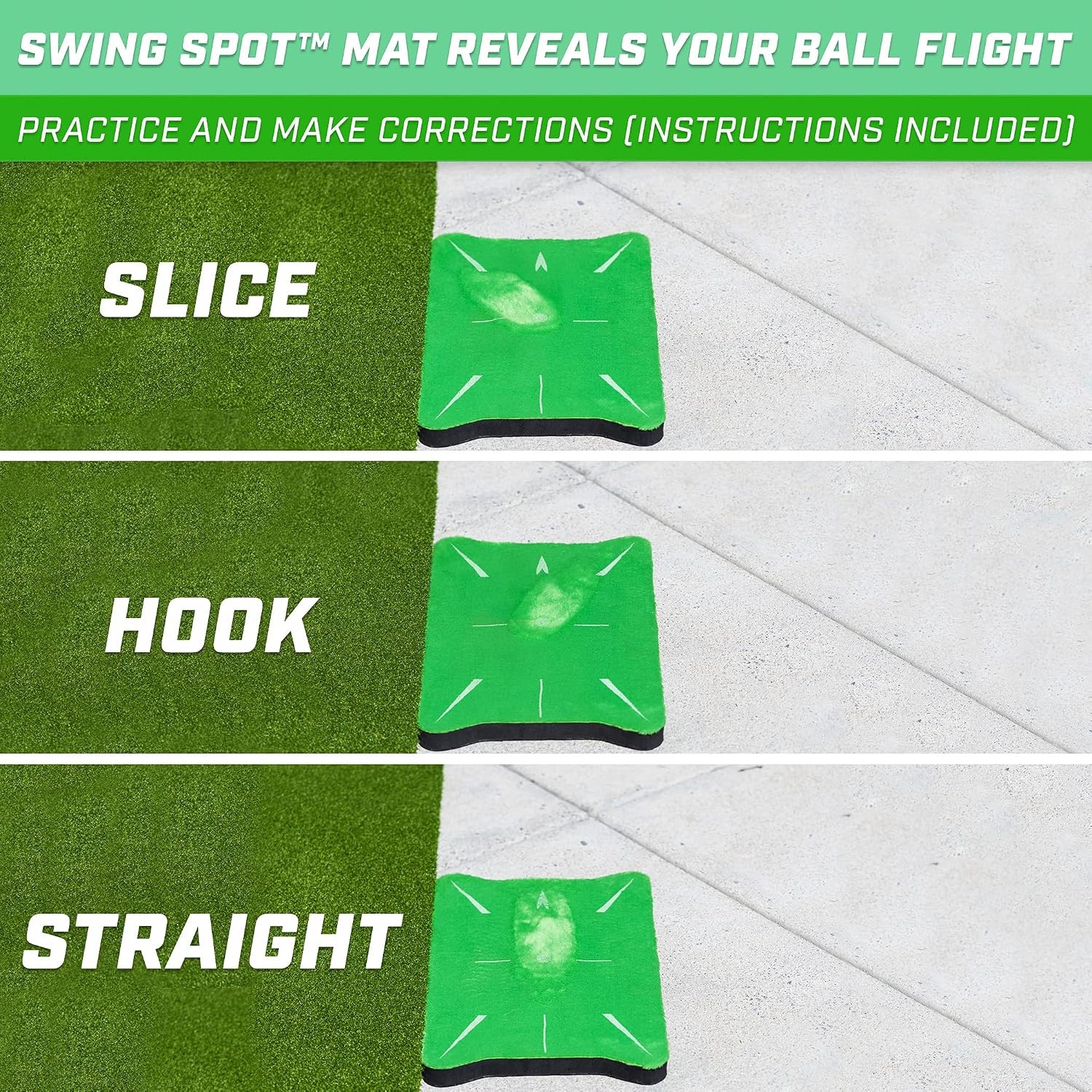 GoSports Golf Swing Impact Training Mat – Fix Hooks, Slices, and More – Choose Indoor or Outdoor Swing Spot Mat(Indoor)