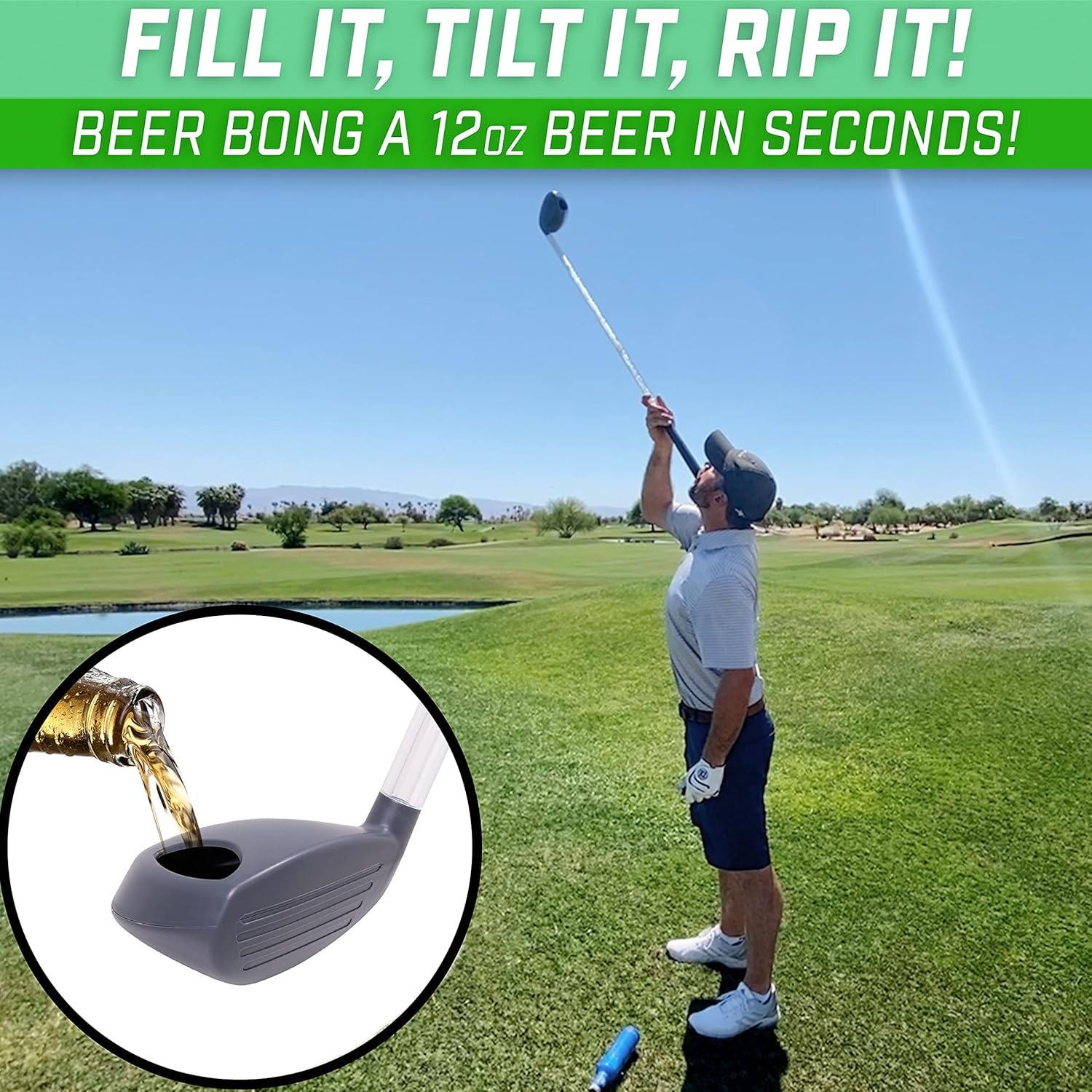 GoPong Beer Bomber Golf Club Beer Bong – Ultimate Novelty Party Gift for Golfers