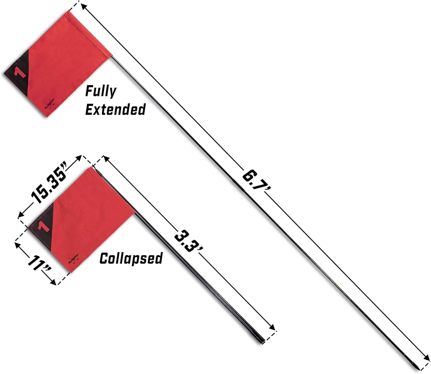 GoSports Golf Flags 3 Pack – Portable Foldable Backyard Golf Flagsticks for Chipping, Short Game Practice & Family Golf Games
