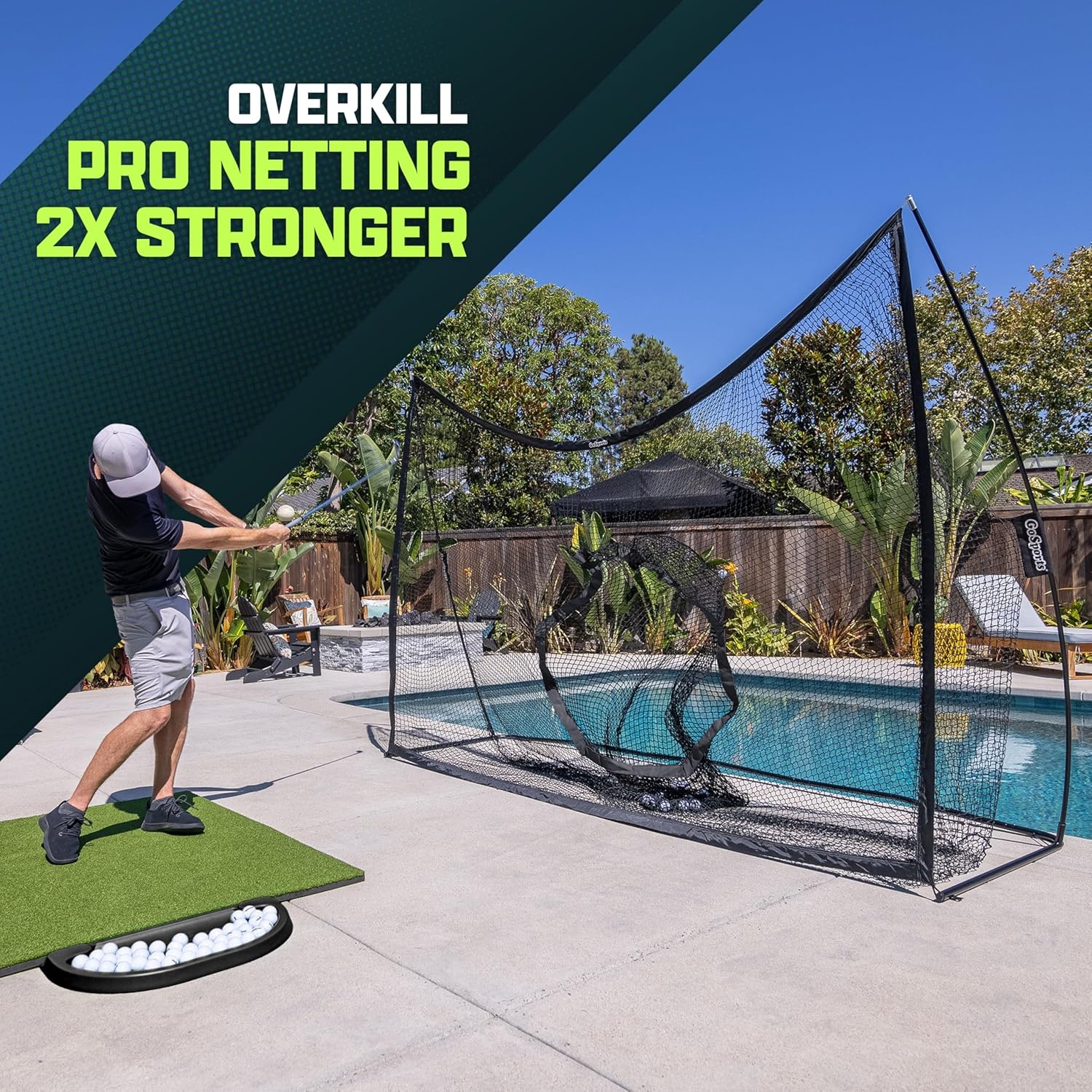GoSports Golf Practice Hitting Net – Choose Between Huge 10 x 7 ft or 7 x 7 ft Nets – Personal Driving Range for Indoor or Outdoor Use – Designed by Golfers for Golfers(PRO 10’x7′ Golf Net – Black)