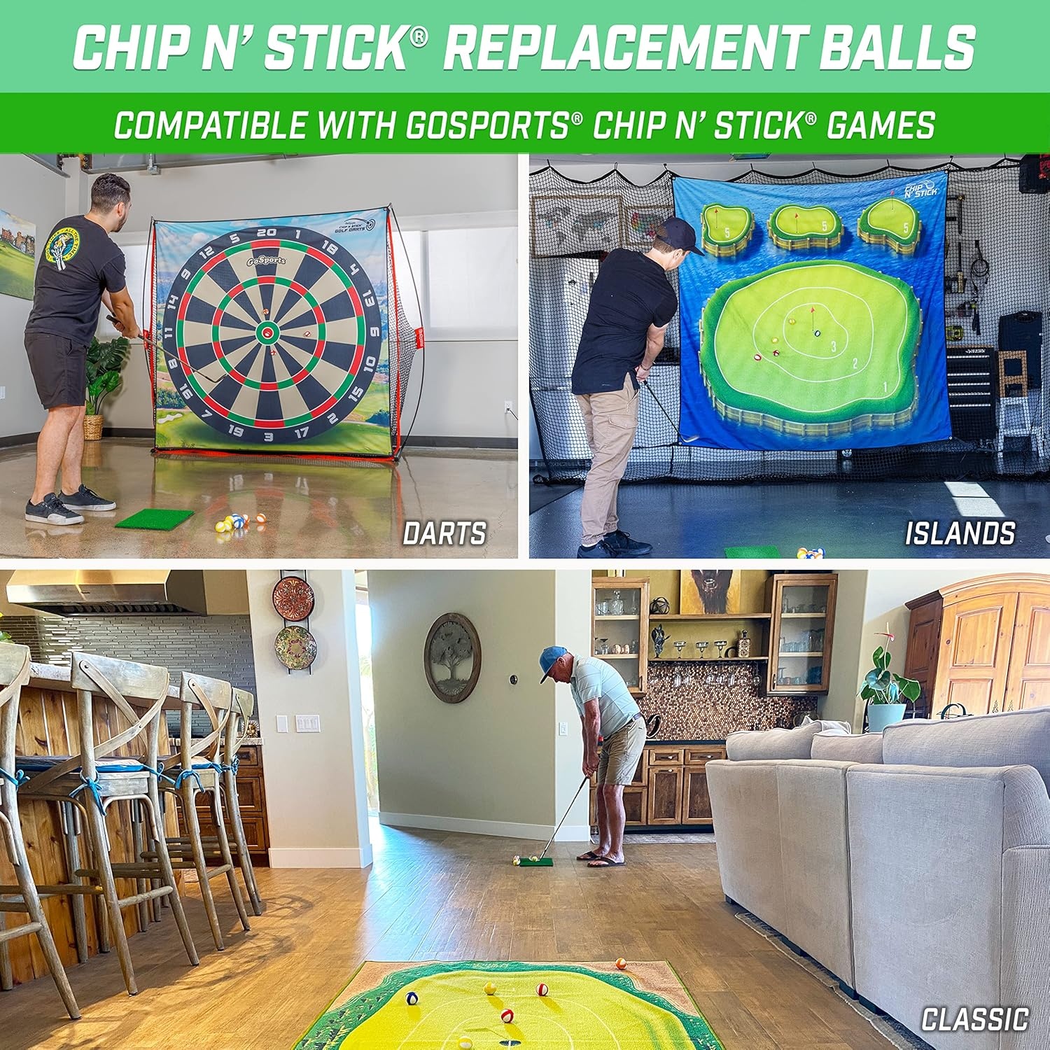 GoSports Chip N’ Stick Replacement Sticky Golf Balls with Tote Bag – 16 Pack