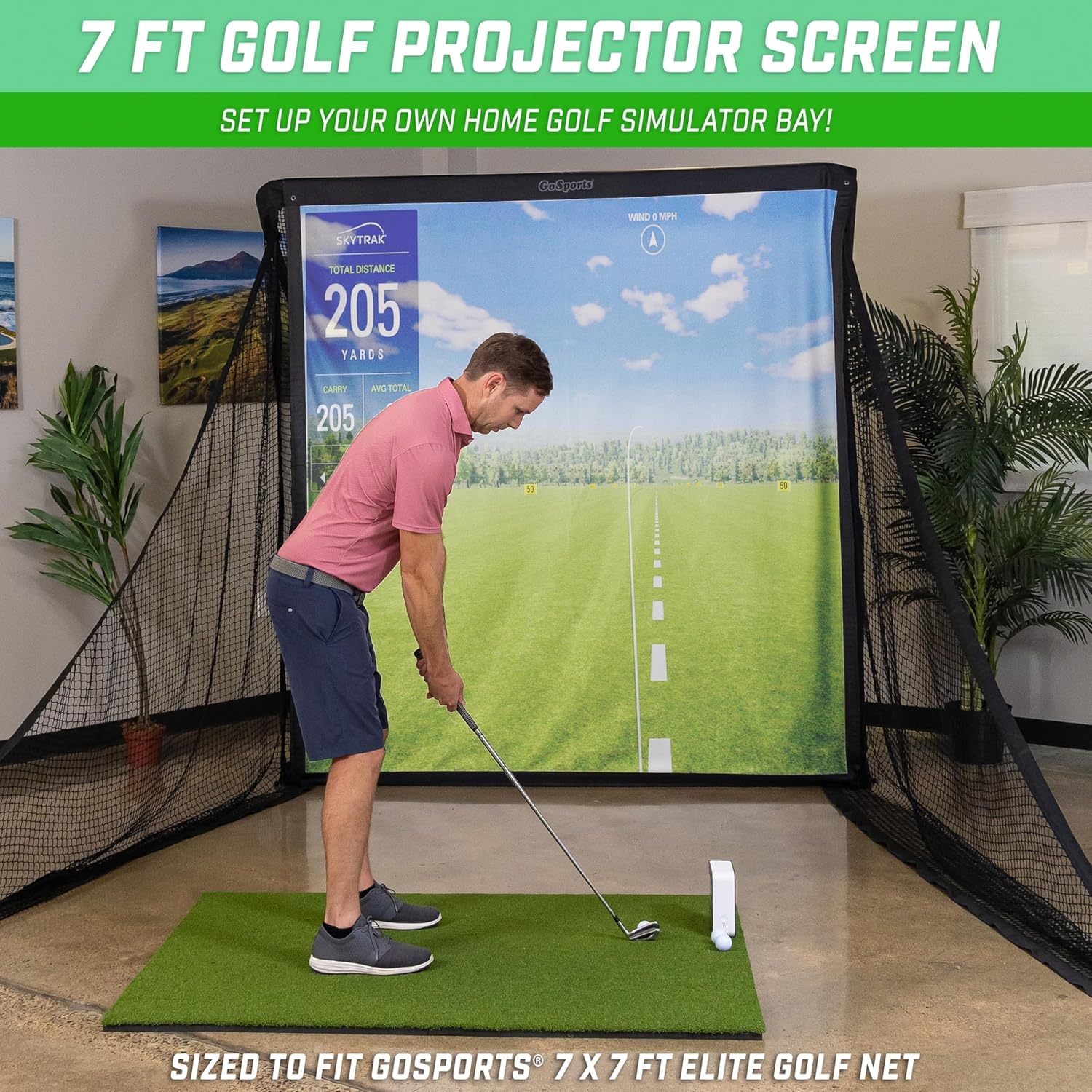 GoSports Golf Simulator Impact Screen – Choose 6.5 ft x 7 ft or 9 ft x 7 ft(6.5 ft x 7 ft)