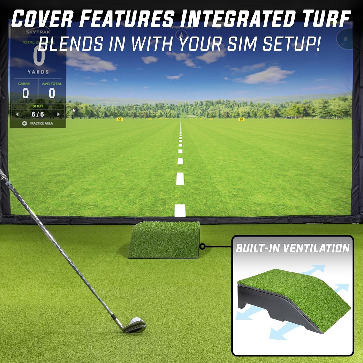 GoSports Golf Simulator Projector Cover with Turf – Floor Mounted Enclosure for LED Projectors