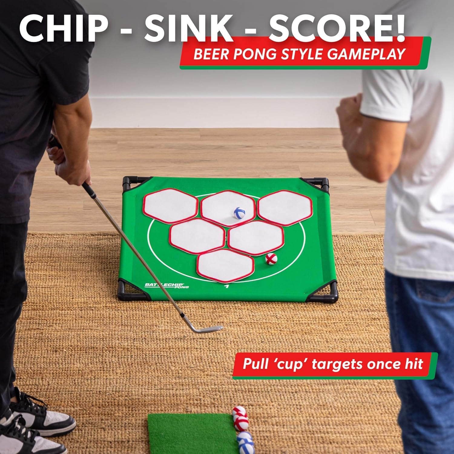 GoSports BattleChip Pong Chipping Golf Games for Adults and Families – Outdoor & Indoor Golf Game Set – Home, Backyard, Lawn, Beach, & More(Green)