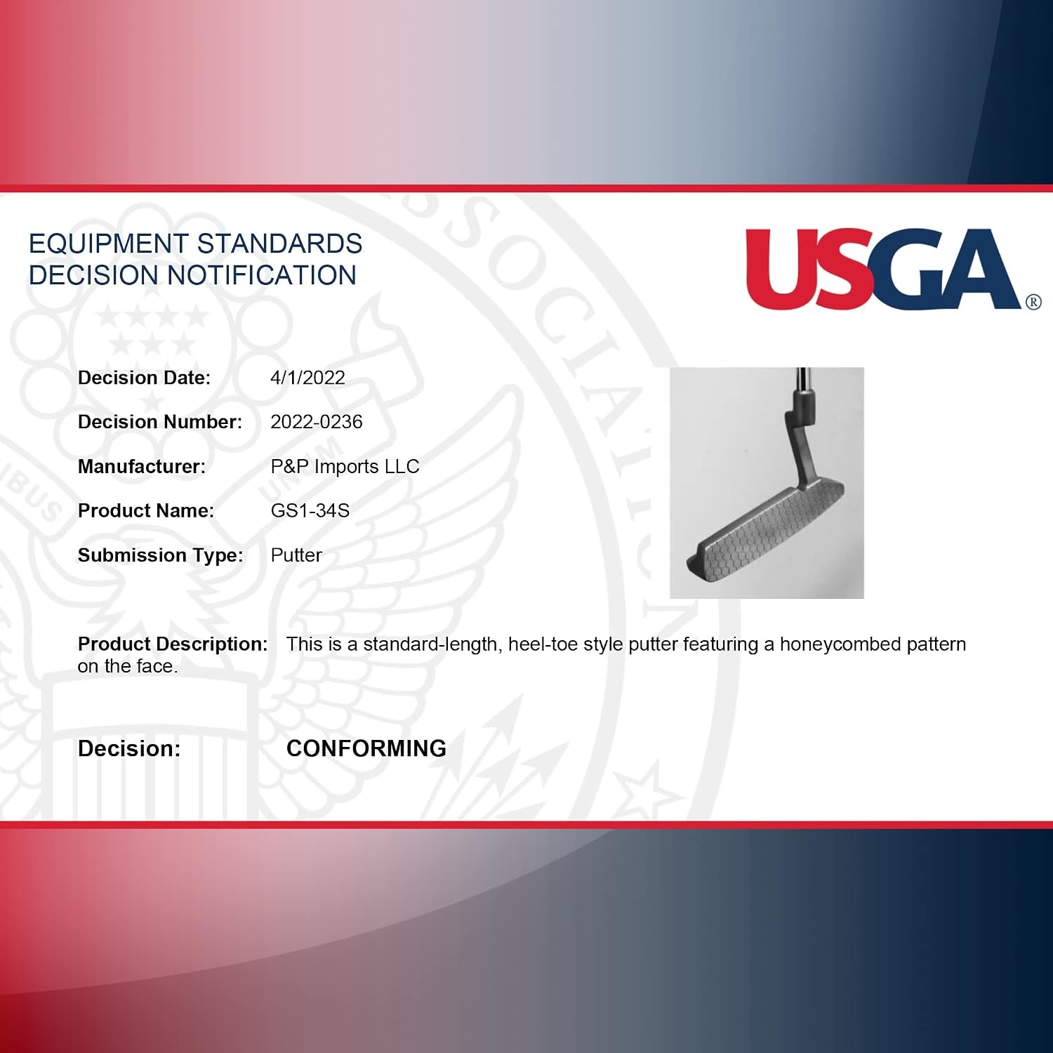 GoSports GS1 Tour Golf Putter – Choose Oversized Grip or Traditional Grip – 34 Right-Handed Blade Putter with Milled Face(Traditional Grip)