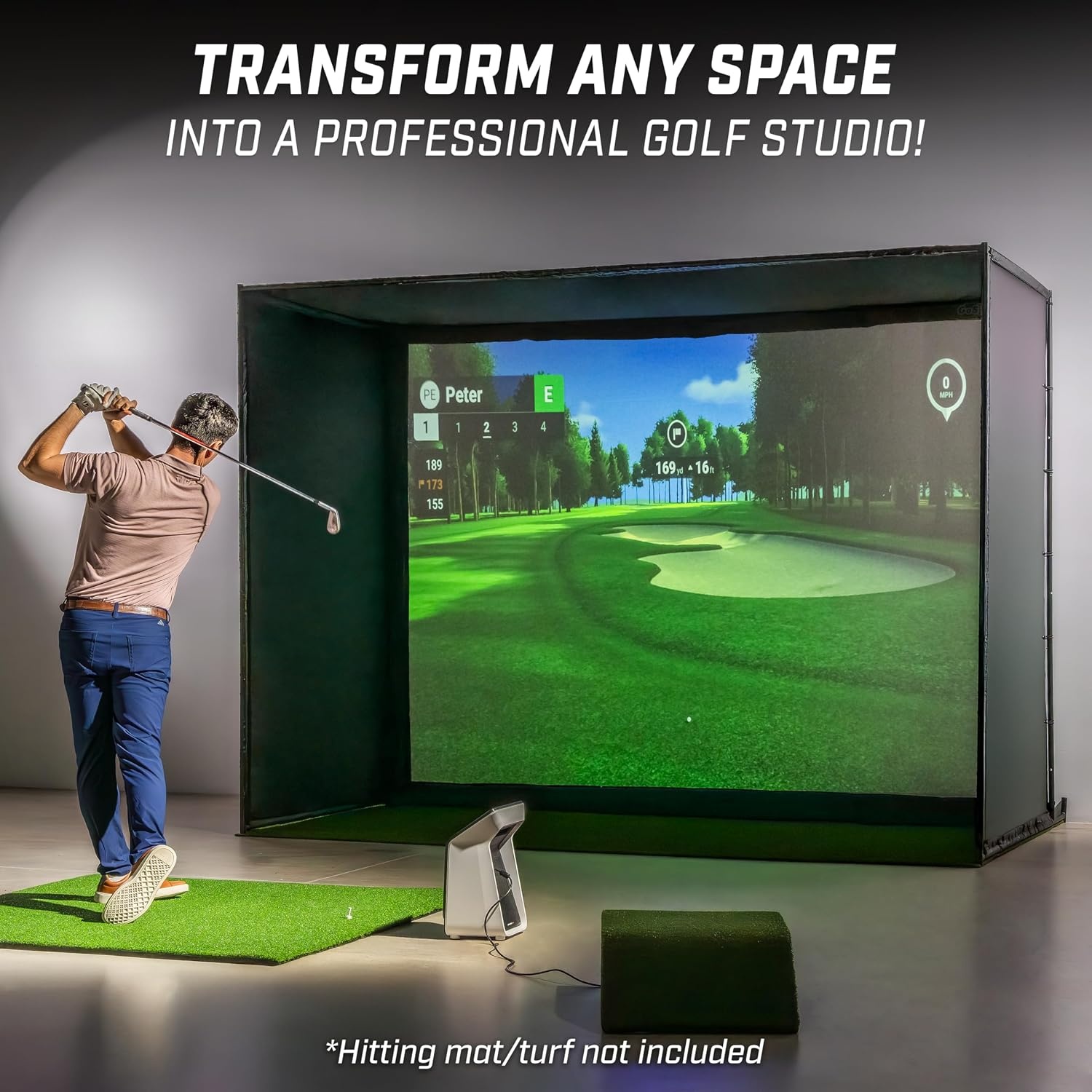 GoSports Golf Simulator Enclosure Nets – Complete Set with Frame and HD Impact Screen Kit – Indoor At Home Golf Training Equipment – Choose 10×8 ft, 12×9 ft, or 14×8 ft(10 x 8 ft)