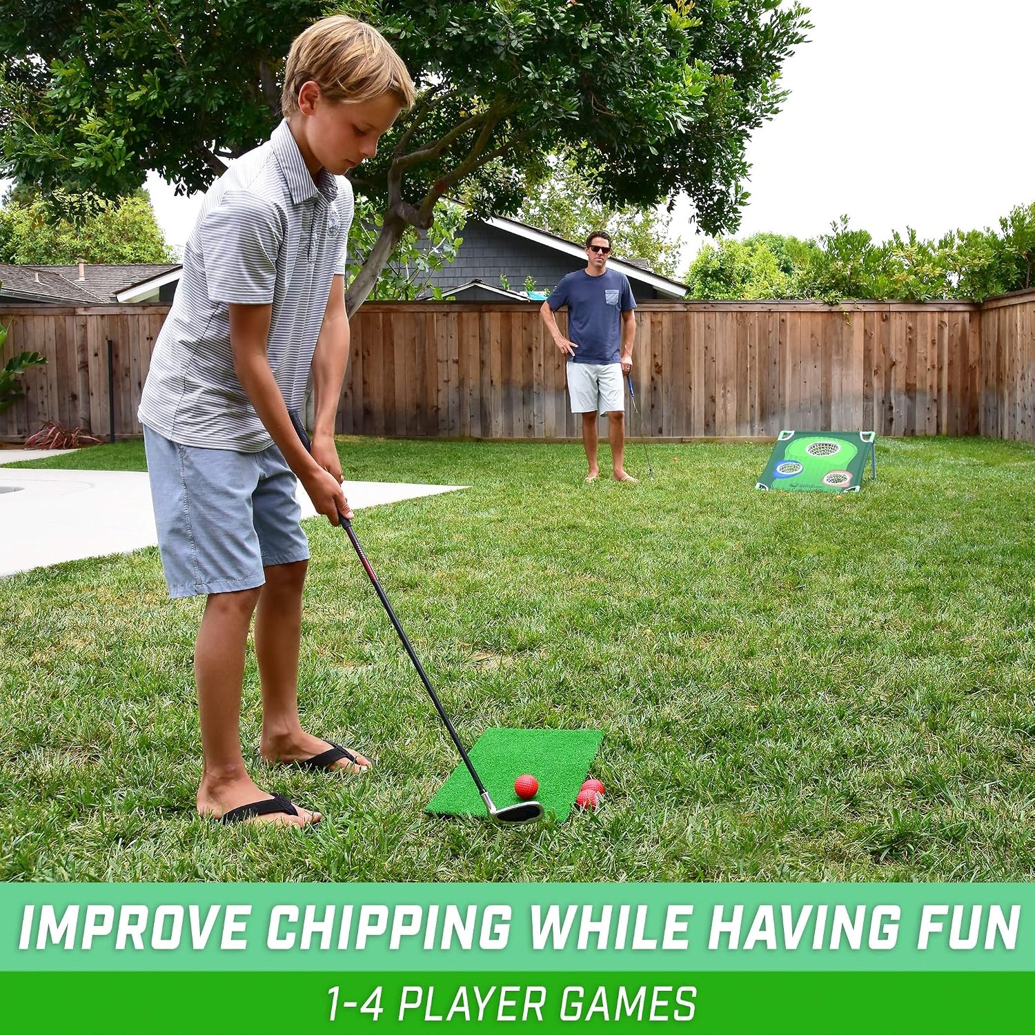 GoSports BattleChip Backyard Golf Cornhole Games – Includes Targets, Chipping Mats, Foam Golf Balls, Scorecard and Carry Case(BattleChip Classic)