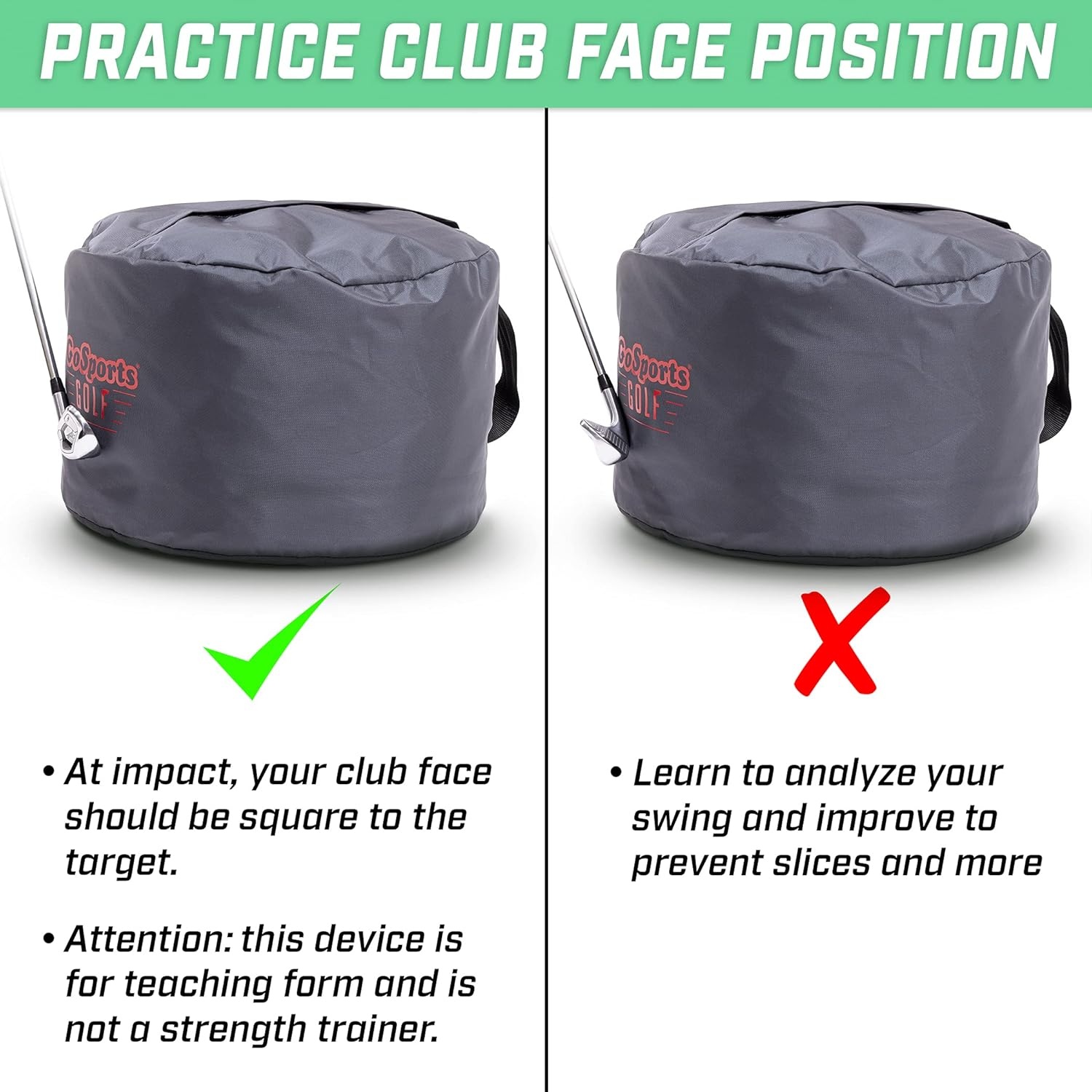 GoSports Golf Swing Impact Bag Trainer – Fix Slice & Hook, Improve Ball Striking & Compression, Golf Swing Trainer Aid for Proper Impact Position, Indoor & Outdoor Practice